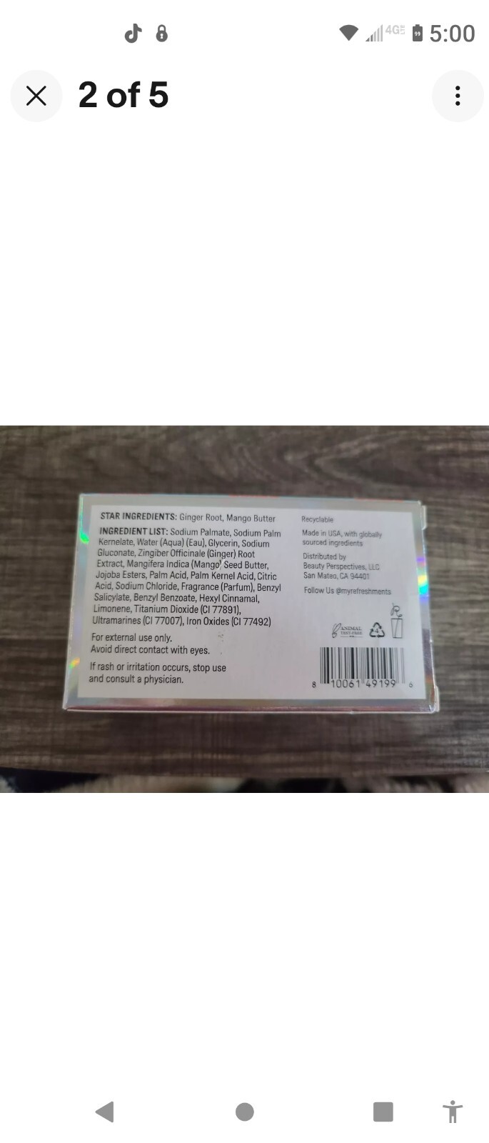 Refreshments Brilliant Body Bar • Ginger Splash • 5 Oz