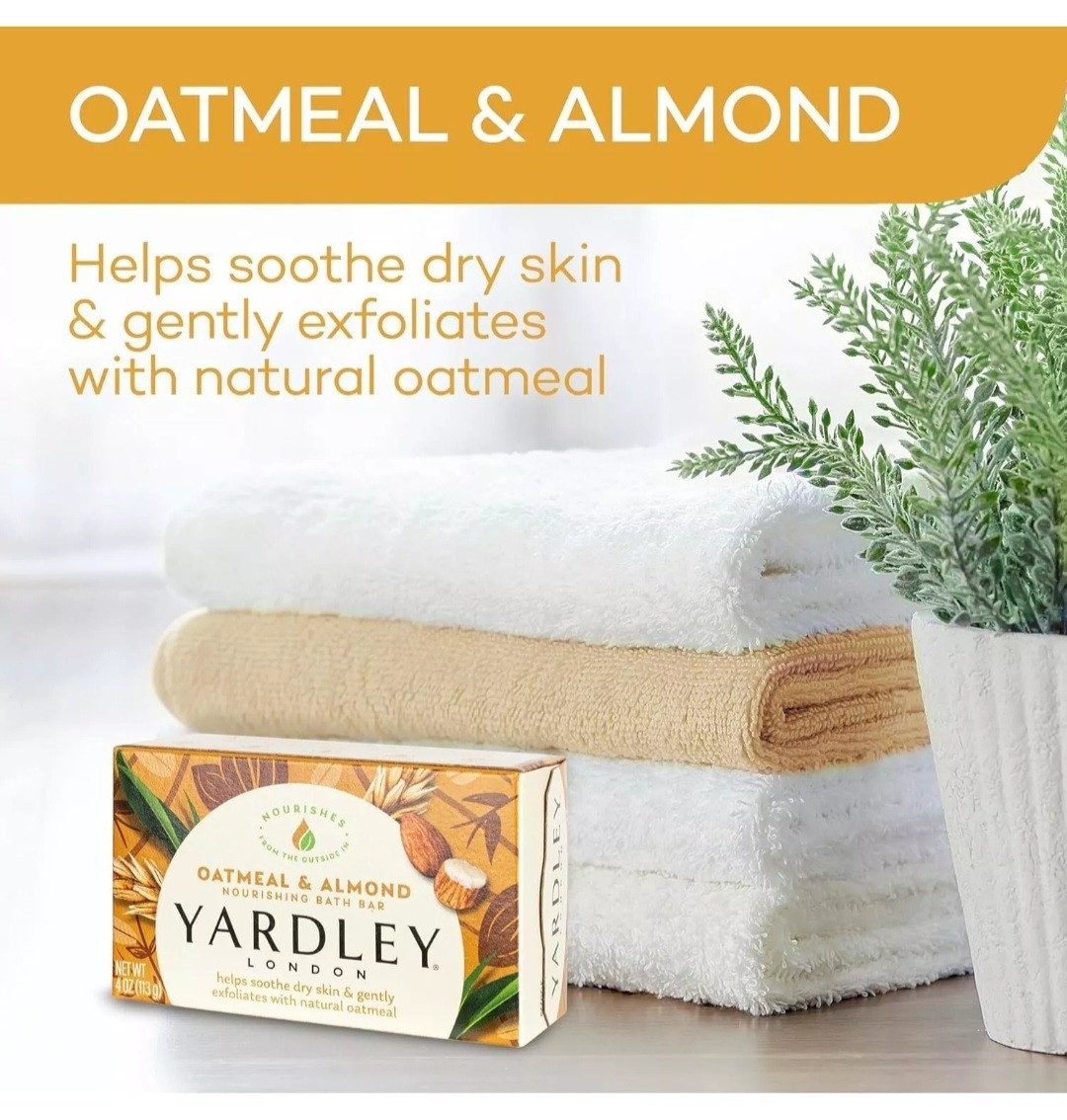 NEW! YARDLEY LONDON (4.0 Oz.) 113g ●OATMEAL & ALMOND● Nourishing Bath Bar🫧