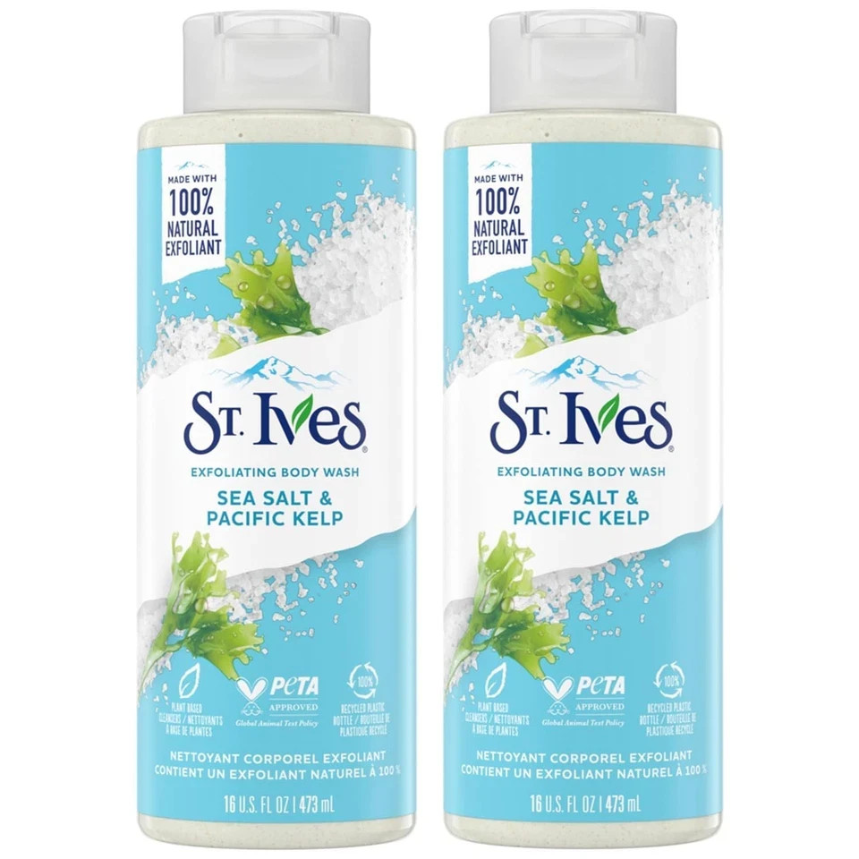 St. Ives Exfoliating Body Wash Sea Salt & Pacific Kelp 16oz – Pack of 2