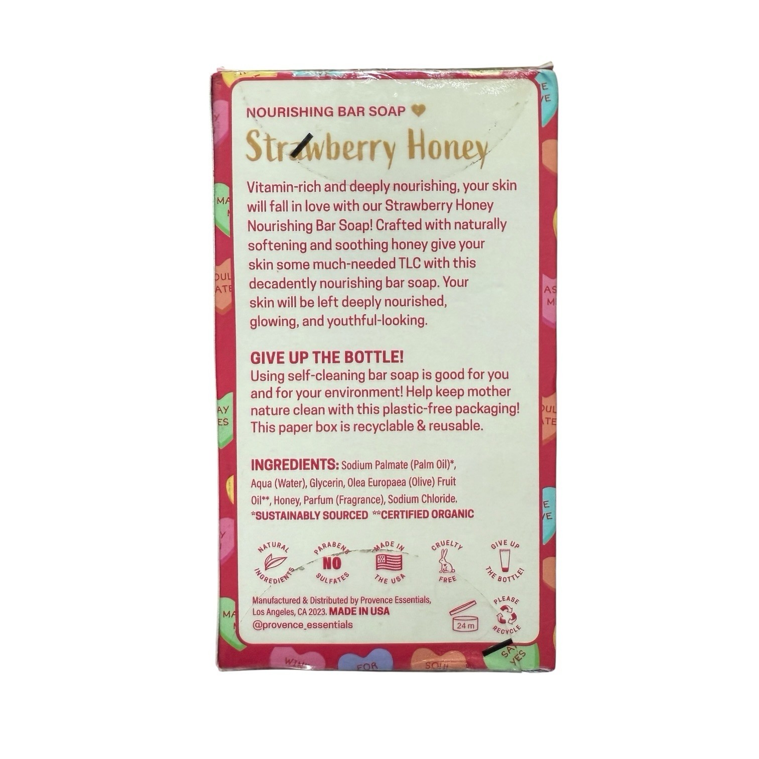 Provence Essentials Strawberry Honey Nourishing Bar Soap W/Organic Olive Oil ￼