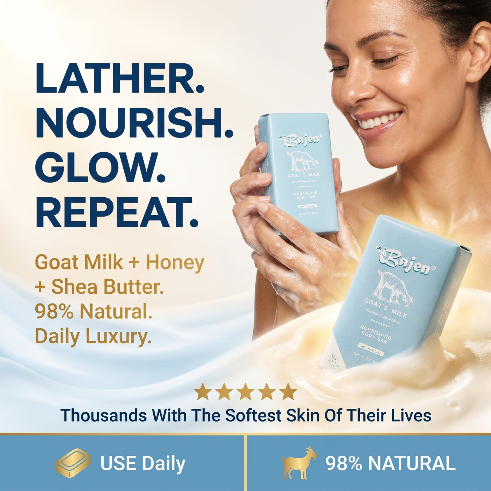 GOAT MILK NOURISHING SOAP – Skin Nourish Moisture Sensitive Natural Glow 7 oz