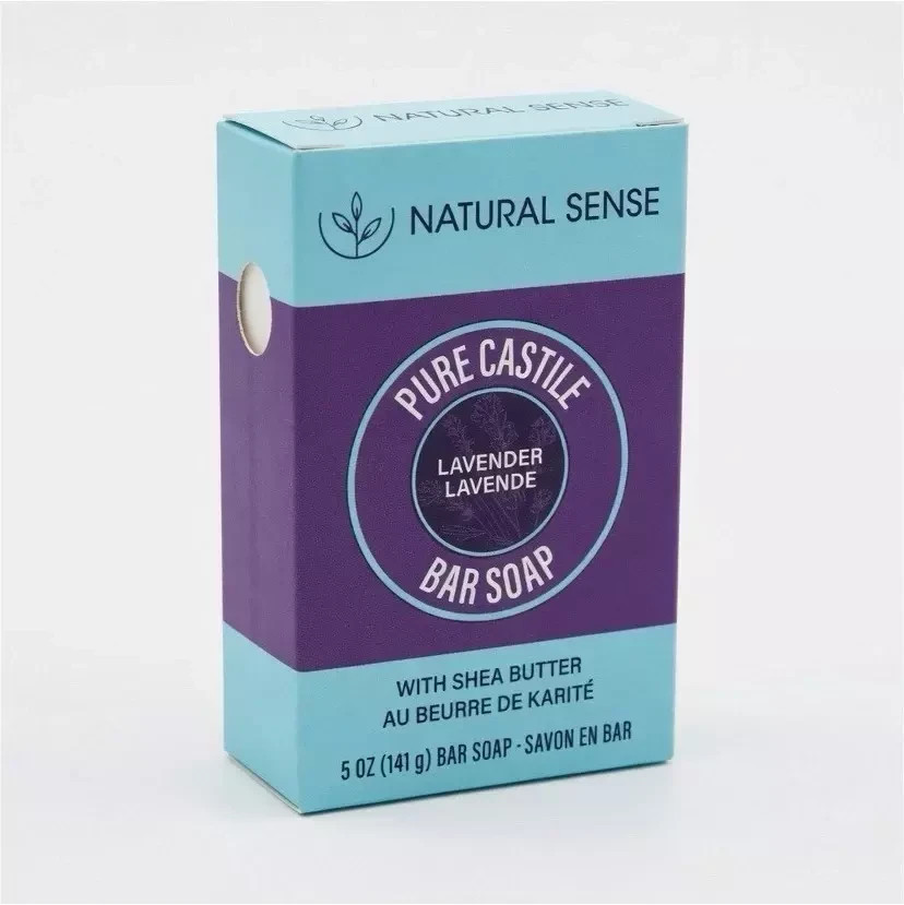 12 NATURAL SENSE LAVENDER Pure CASTILE Bar Soap with Shea Butter