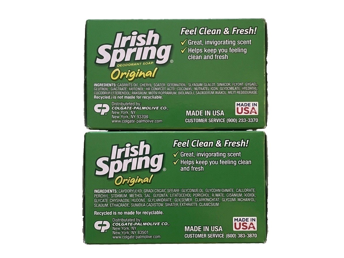 Irish Spring Original Deodorant Soap Bar Feel Clean & Fresh 4.5 oz. Lot of Two