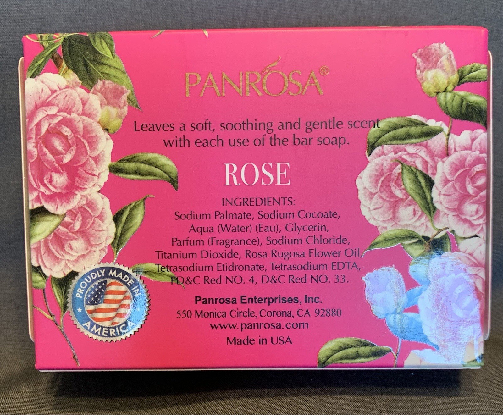 Panrosa Essential Oil and Fruit Essence Bar Soap, Pomegranate, Peony, and Rose