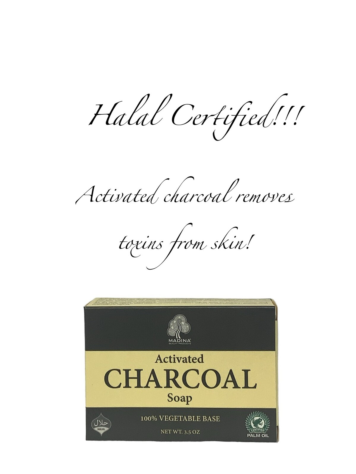 Madina Activated Charcoal Soap Halal 100% Vegetable Base For Problematic Skin