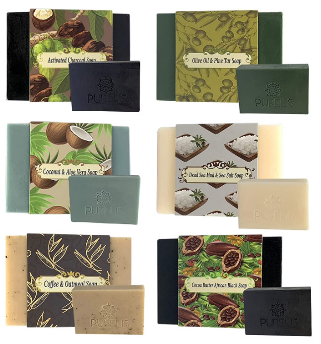 Pack of 6 pcs Purelis Mens Moisturizing Soap Bars Natural Organic Ingredients