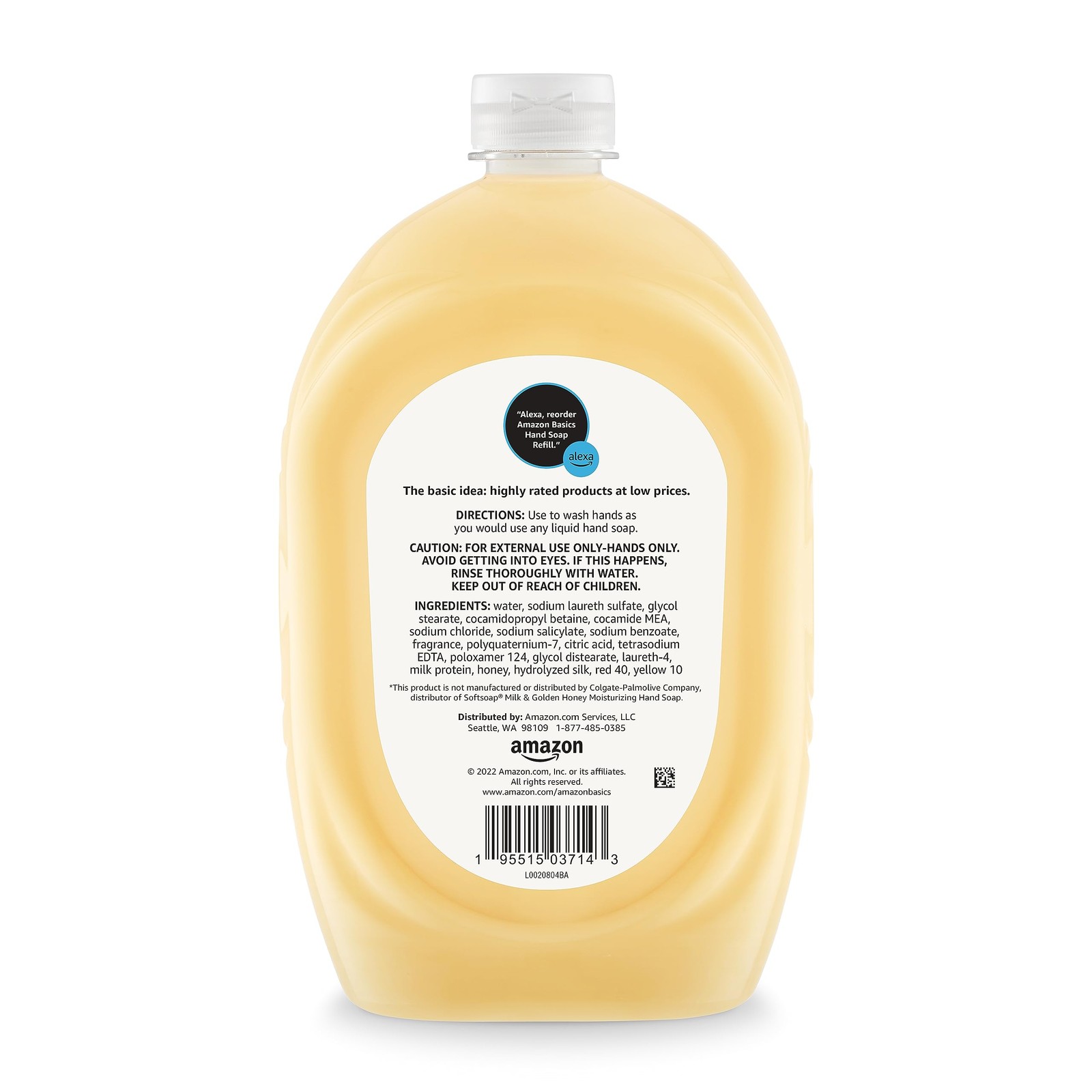 Amazon Basics Liquid Hand Soap Refill, 50 Fl Oz (Pack of 1), Milk and Honey