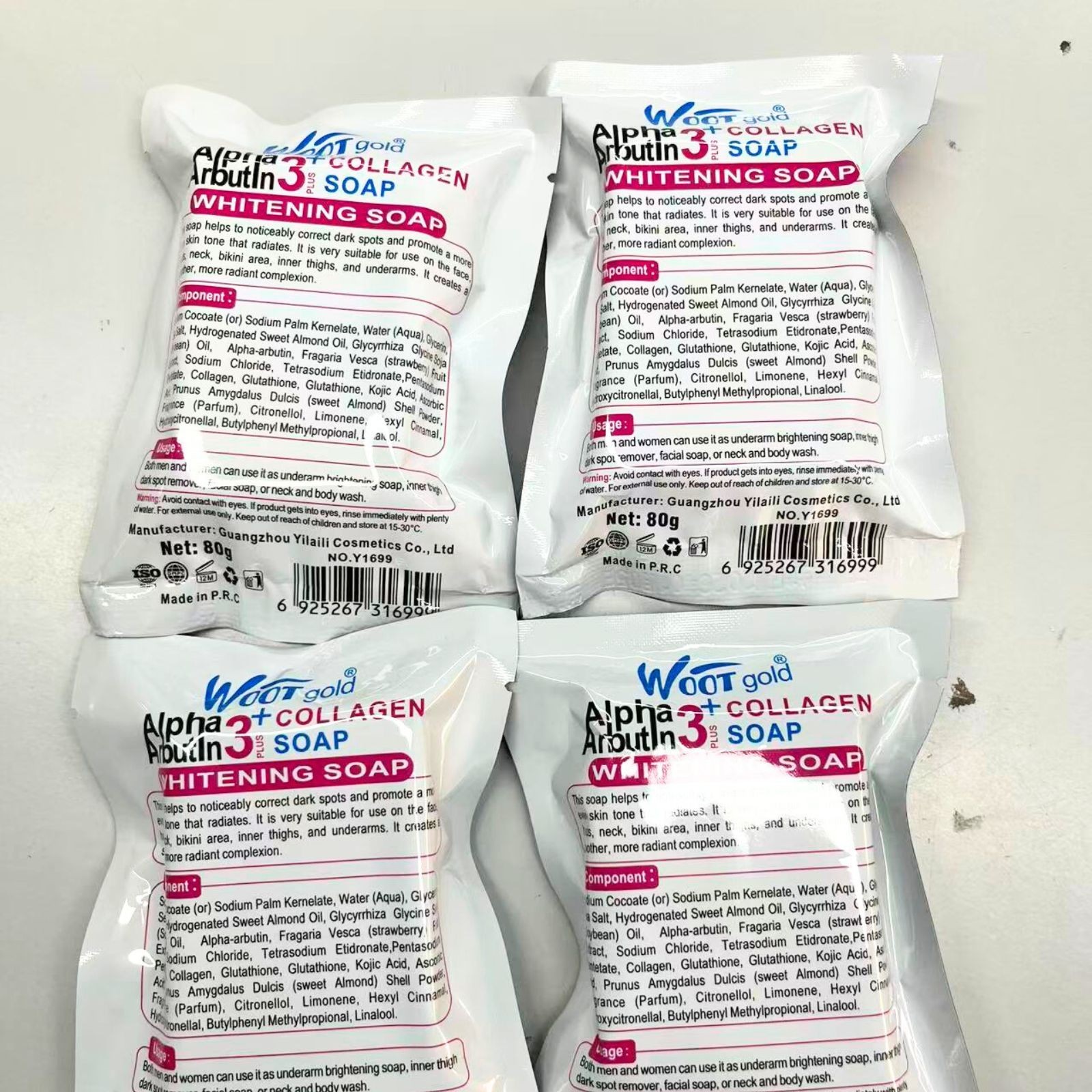 30 Packs Alpha 3 Plus Arbutin Collagen Whitening Body Soap Skin Reduce Acne 80gr