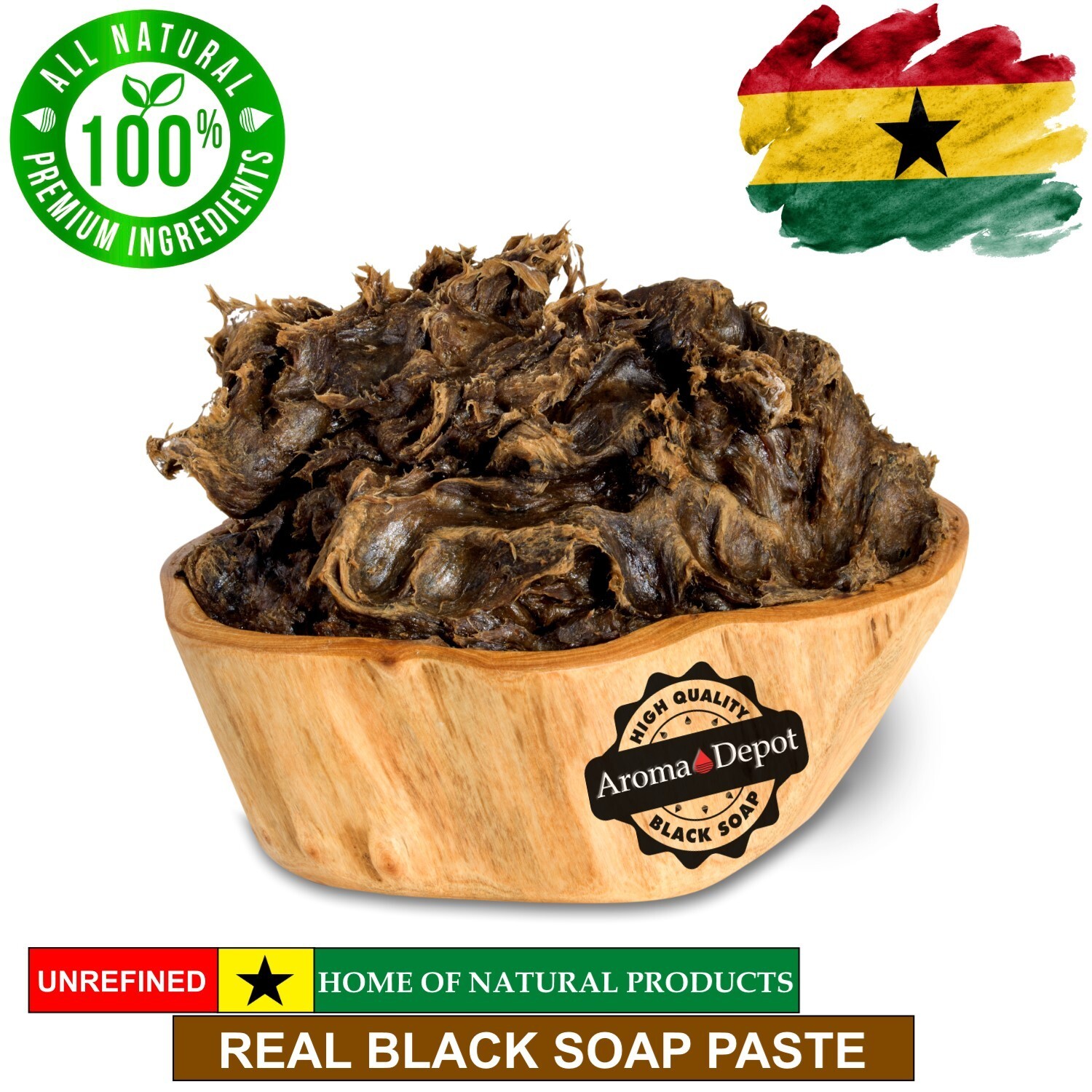 African Black Soap Paste 8 oz. Natural Raw Organic Wash Face Body Hair Raw
