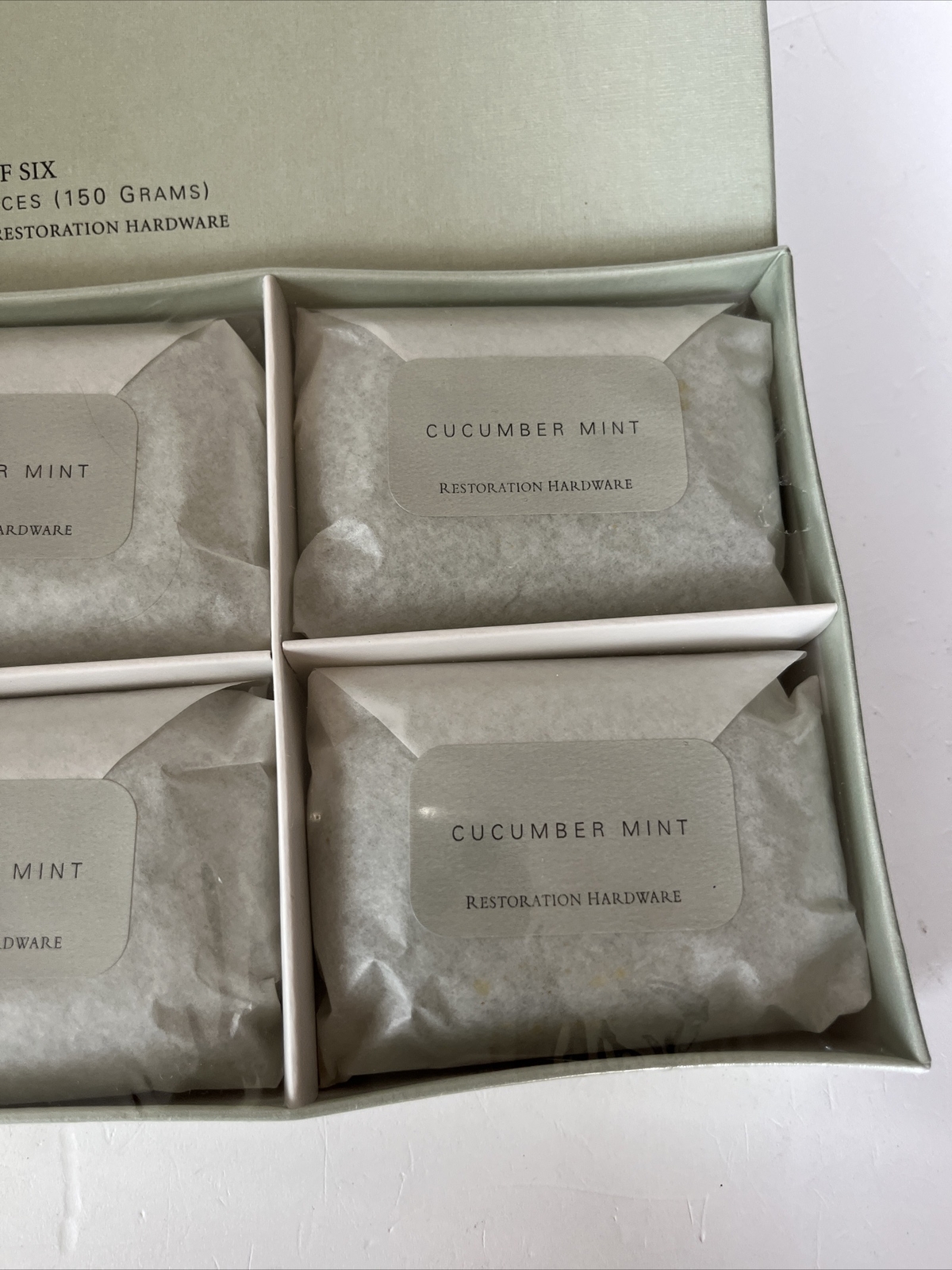Restoration Hardware Cucumber Mint Set Bars 6x 5.3 Oz NOS