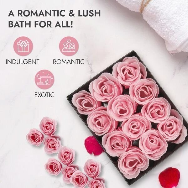 Floral Scented Bath Soap Rose Flower Petals, Pink, 12 Count Decor Soaps