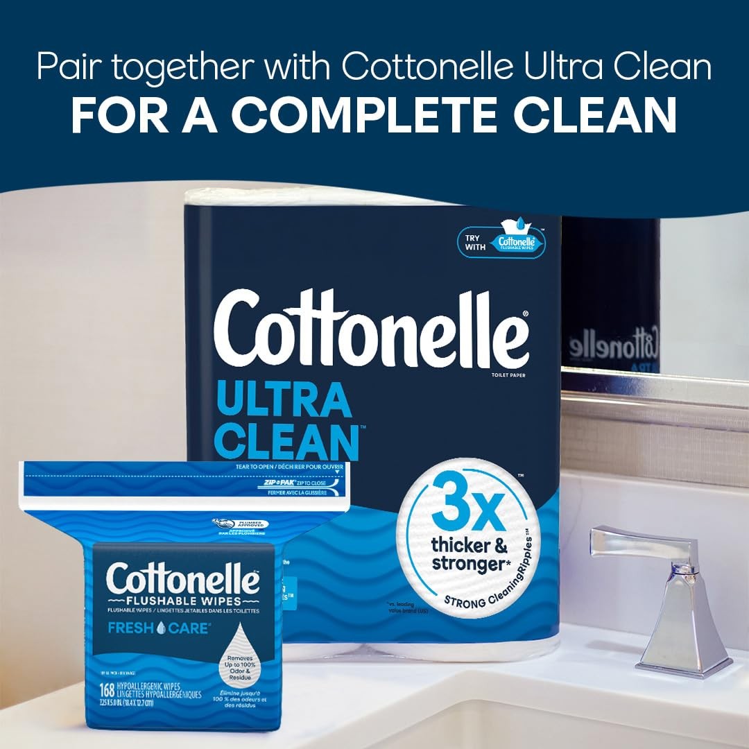 Cottonelle Fresh Care Flushable Wet Wipes 168 Count Septic Safe Skin Clean