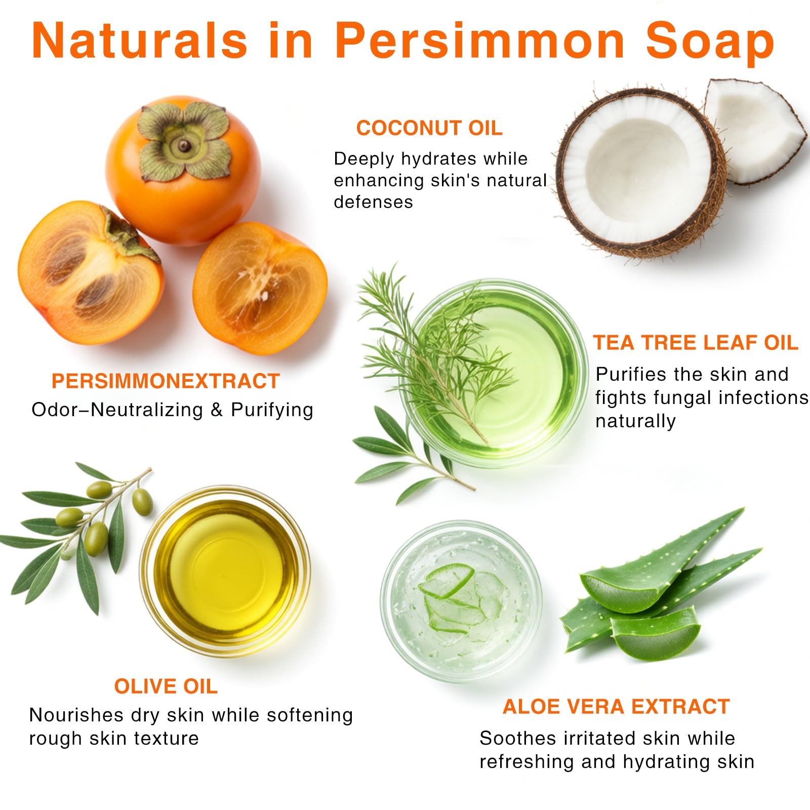 4 PCS Persimmon Soap Bar for Old People Smell, Deodorizing Purifying