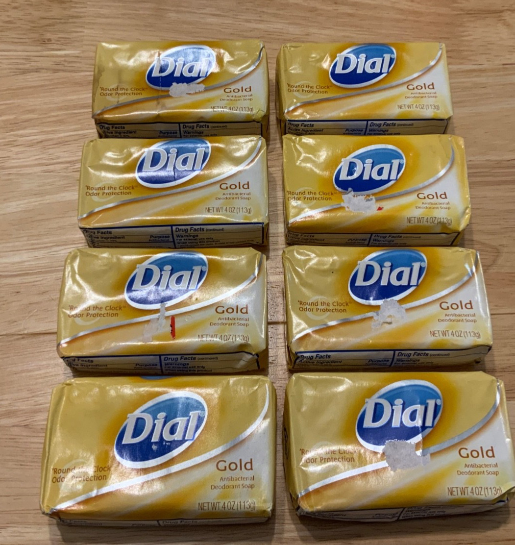 Dial Gold Antibacterial Bar Soap 8 Bars 4 OZ Each Kills Bacteria Single Packs