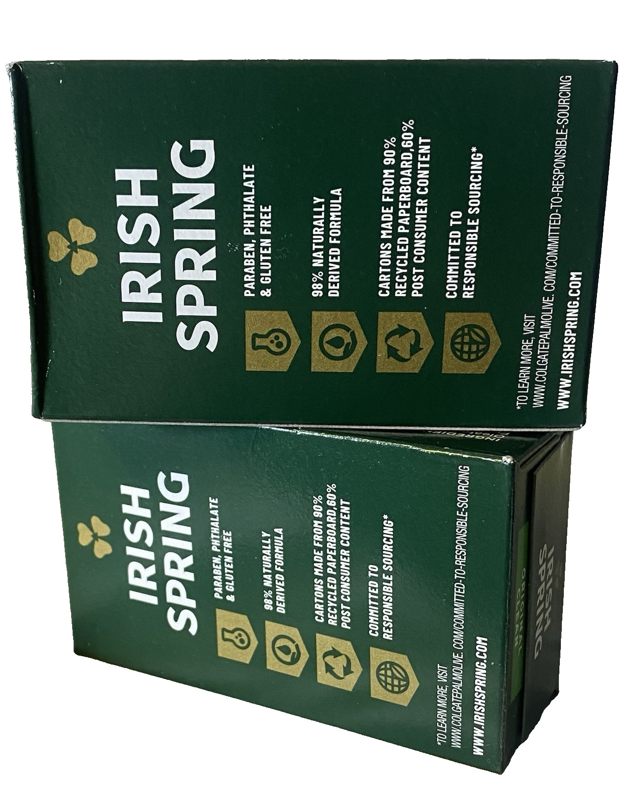 Lot Of 2 Irish Spring Original Clean 12HR Fresh Deodorant Soap With Flaxseed Oil