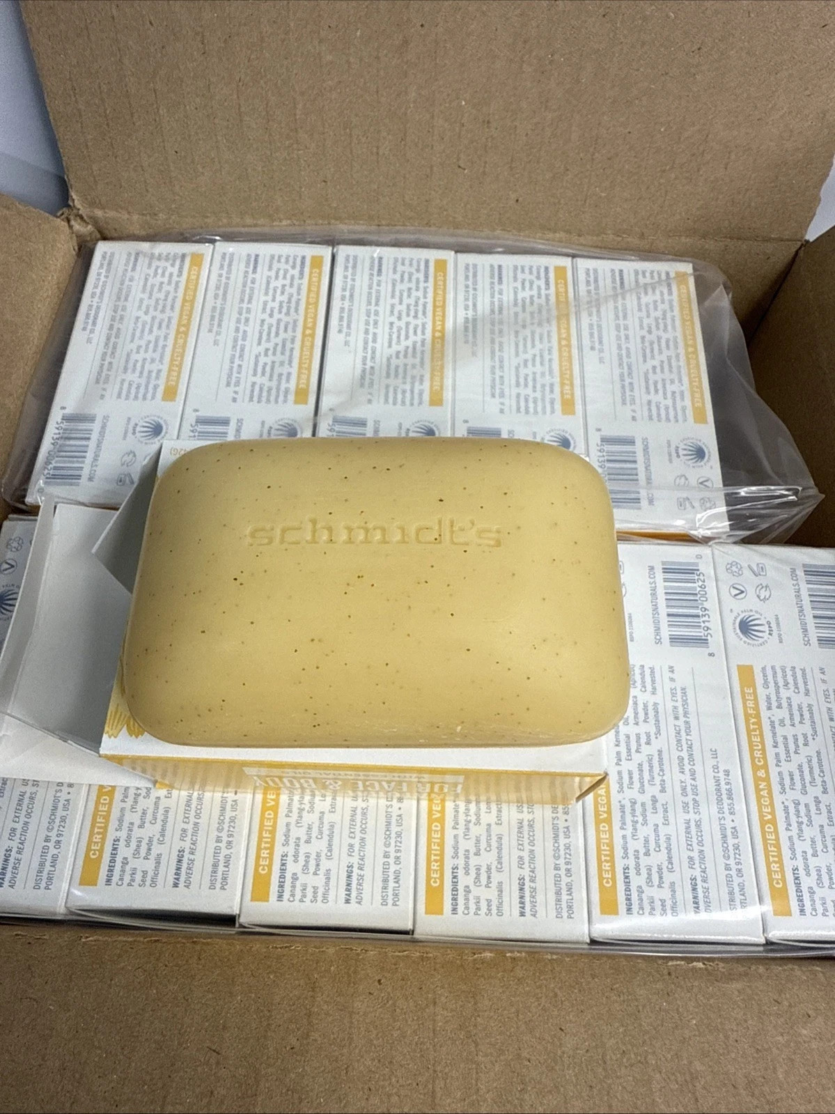Box Of 24 Schmidt’s Ylang-Ylang + Calendula Natural Soap Apricot Seed