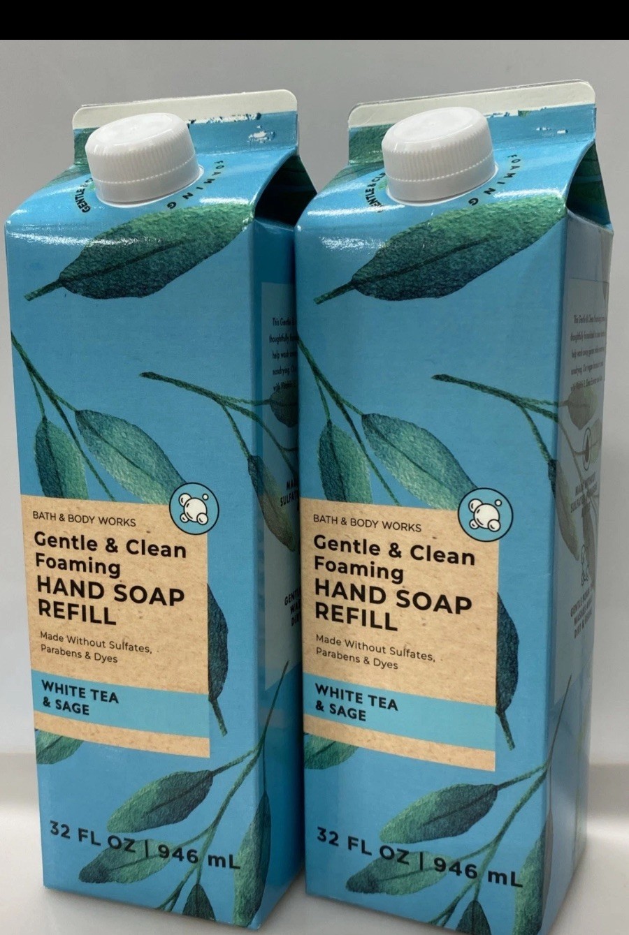 4 BATH & BODY WORKS WHITE TEA & SAGE GENTLE CLEAN FOAMING HAND SOAP REFILL 32oz