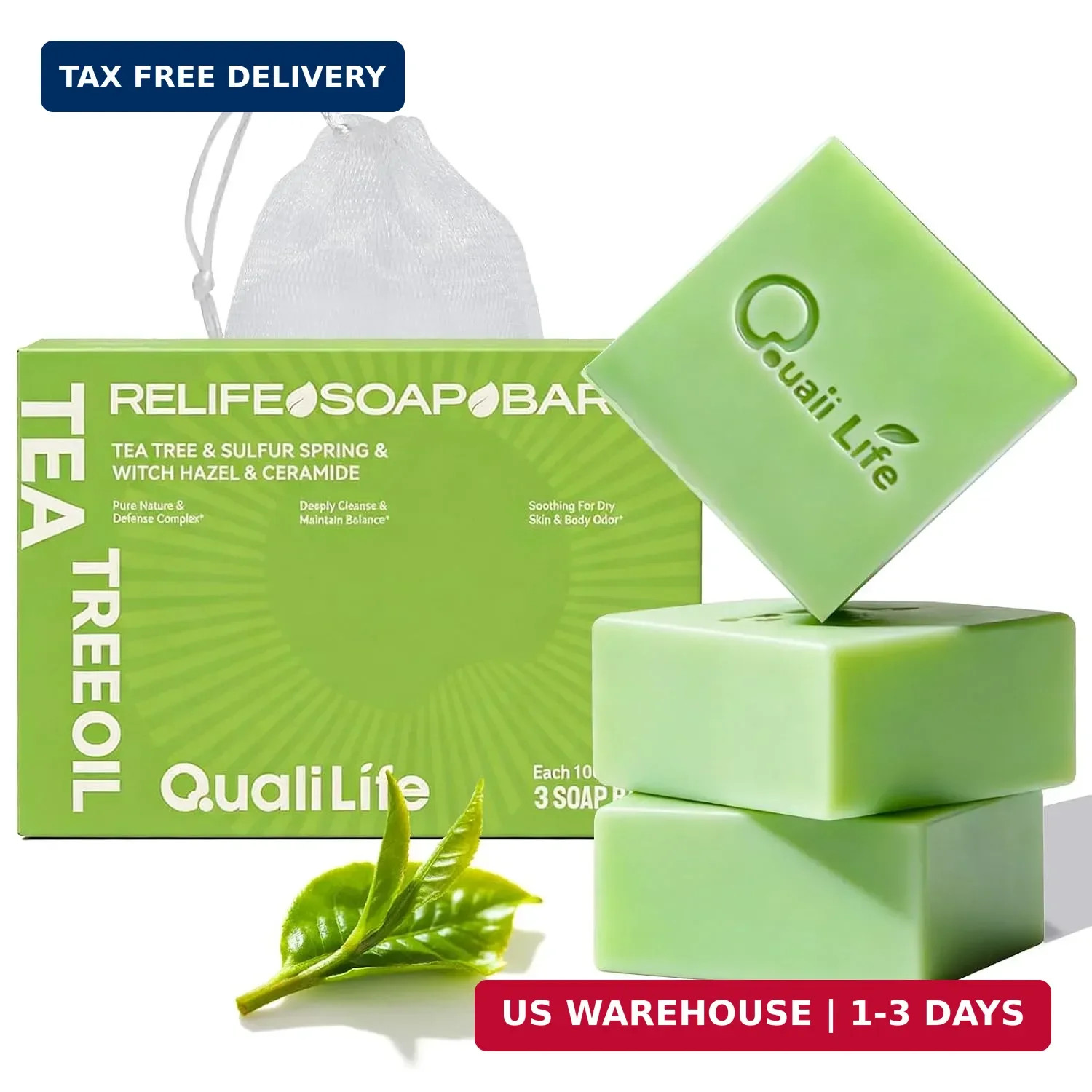 Tea Tree Soap For Oil & Itchy Skin, Pack of 3 | Soap Bar for Face & Body, Antifu