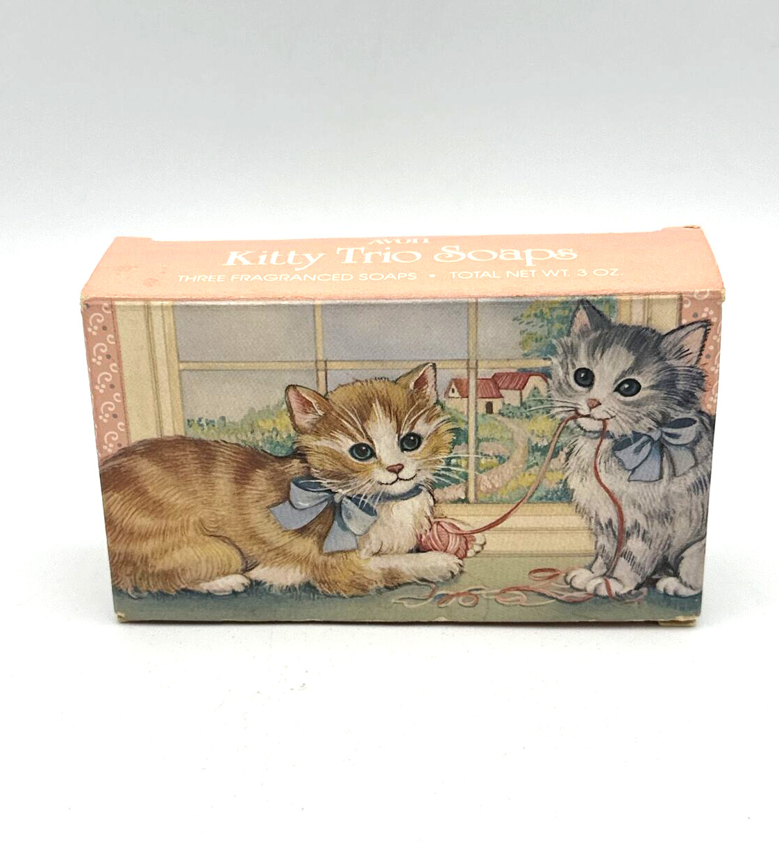 Vintage Avon Products 1987 Kitty Trio 3 Pink Kitten Cat Fragranced Soaps 3oz