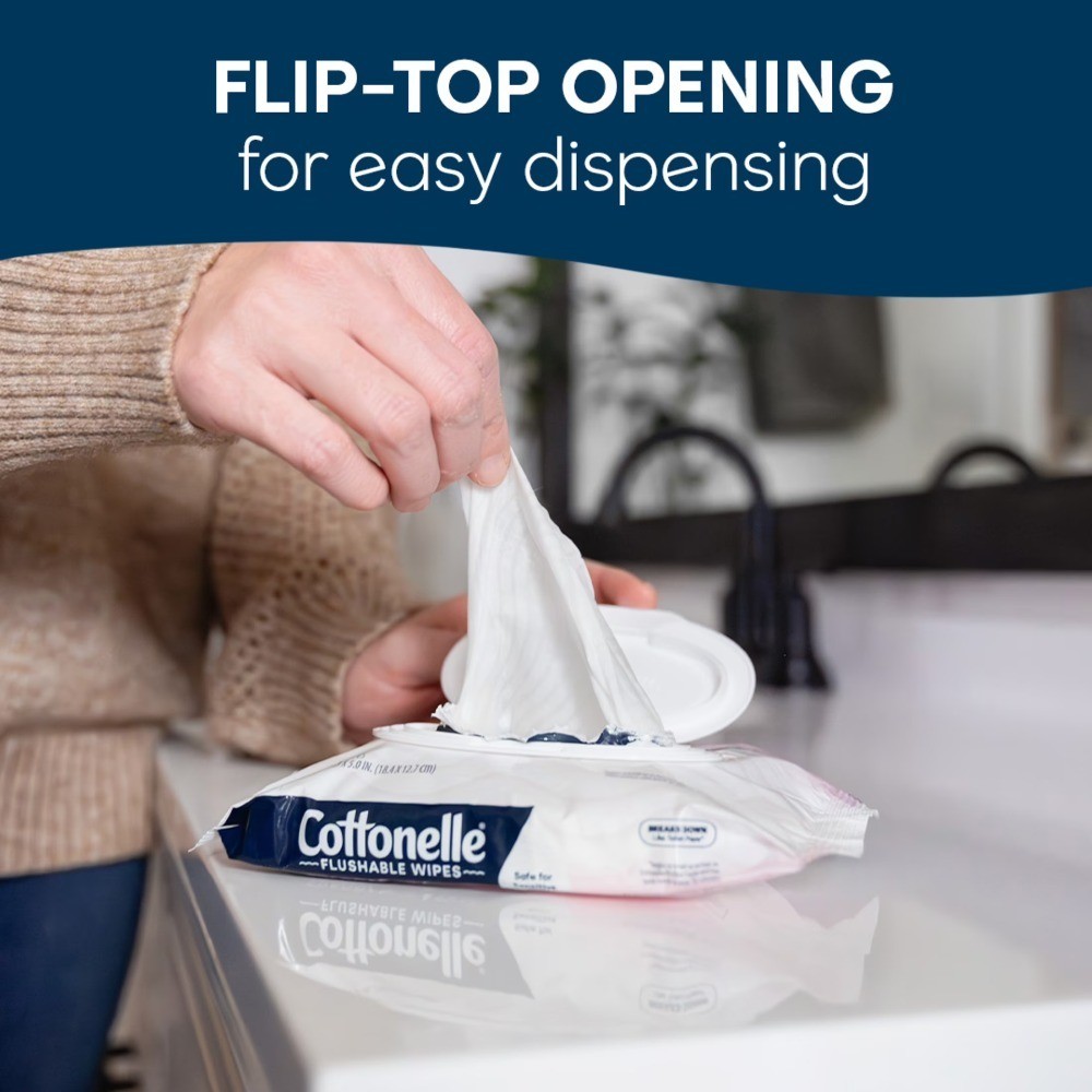 Fragrance Free Flushable Wet Wipes 4 Packs with Flip Top