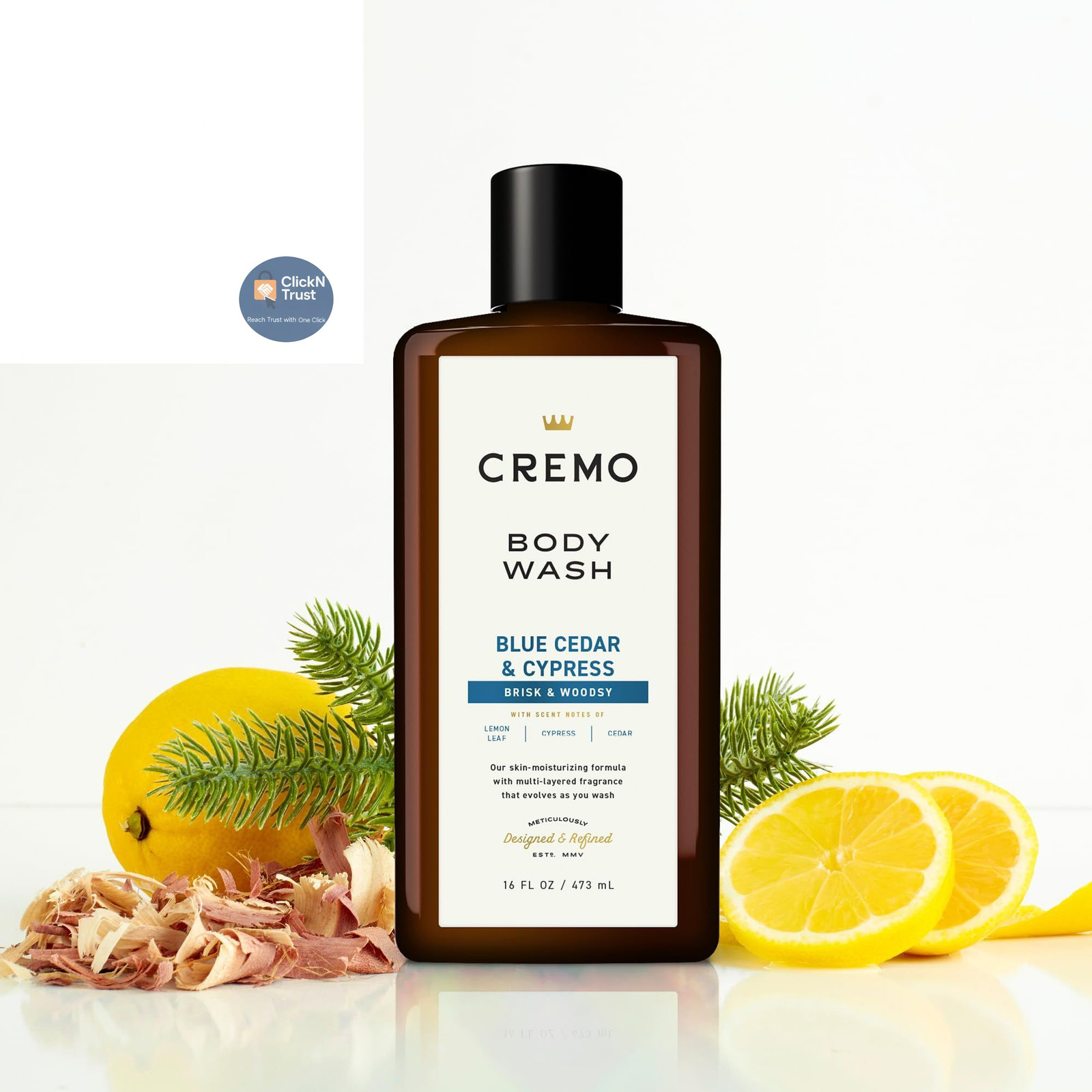 32 Fl Oz (Pack of 1), Cremo Rich-Lathering Blue Cedar & Cypress Body Wash, A…