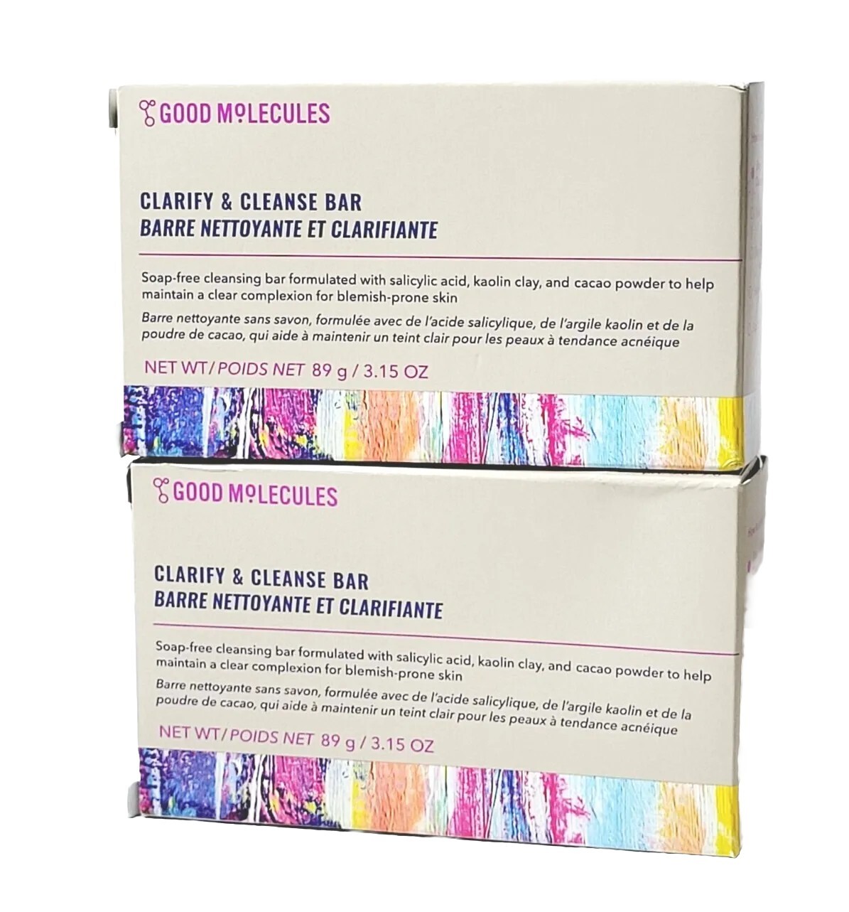 2× Good Molecules Clarify and Cleanse Soap Bar Full Size 3.15oz/89g New in Box