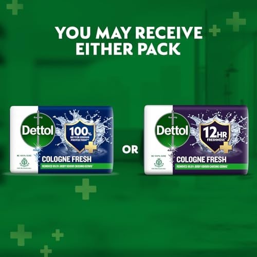Dettol Cologne Fresh Bathing Soap 100g Pack of 4 12hr Fresh Germ Protection FS