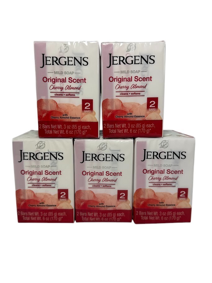 Jergens Mild Soap Original Scent Cherry Almond 5 Two packs 10 Total Bars 3oz ea