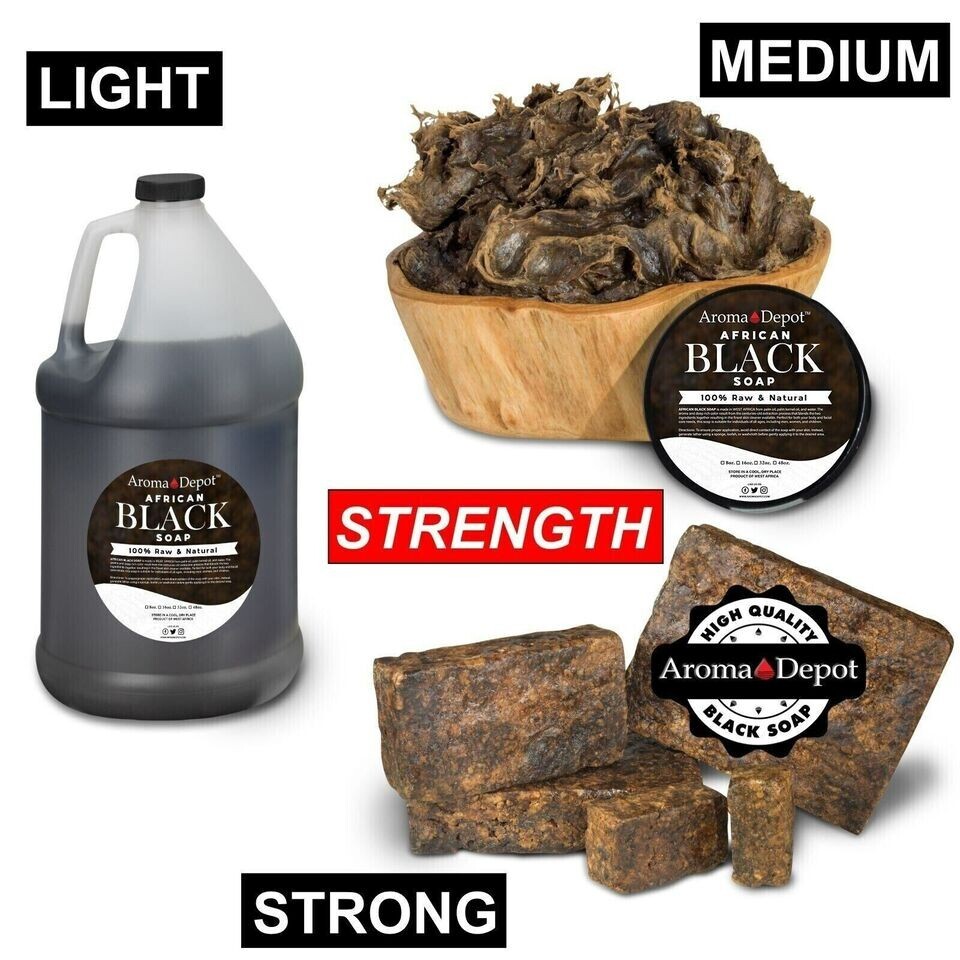Raw African Black Soap 1 lb. Bar 100% Pure Organic Natural Skin Body Face Wash