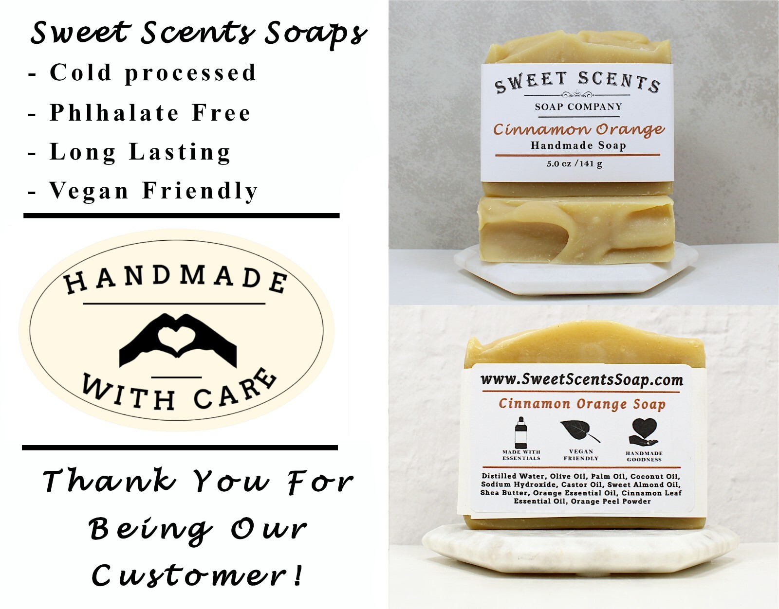 Cinnamon Orange Soap – Handmade, Natural, Cold Process, Essential Oil Soap