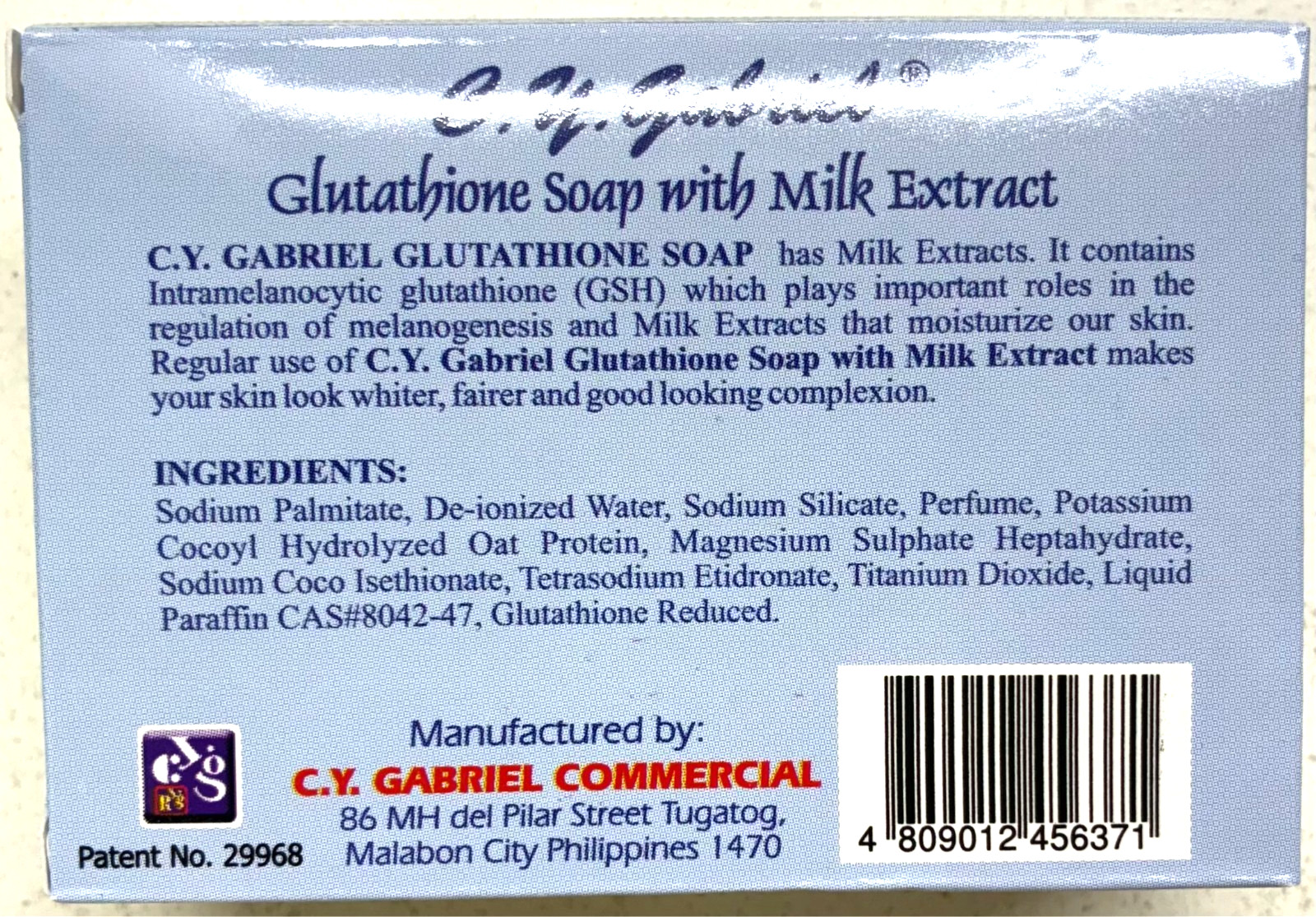 C.Y. Gabriel Glutathione Soap with Milk Extract Bar Soap 135g New Lot of 2