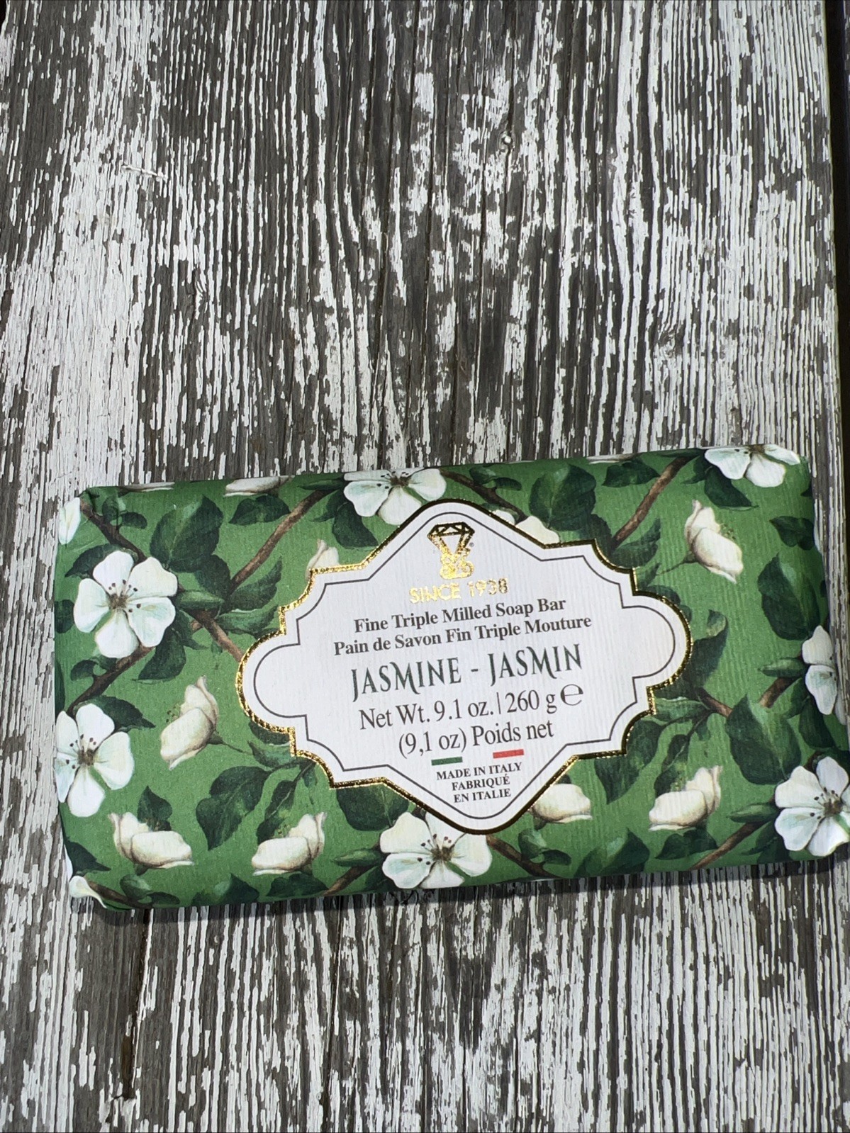 Diamante Italian Luxury Bath Bar Soap Jasmine scented 9.1oz fine triple milled