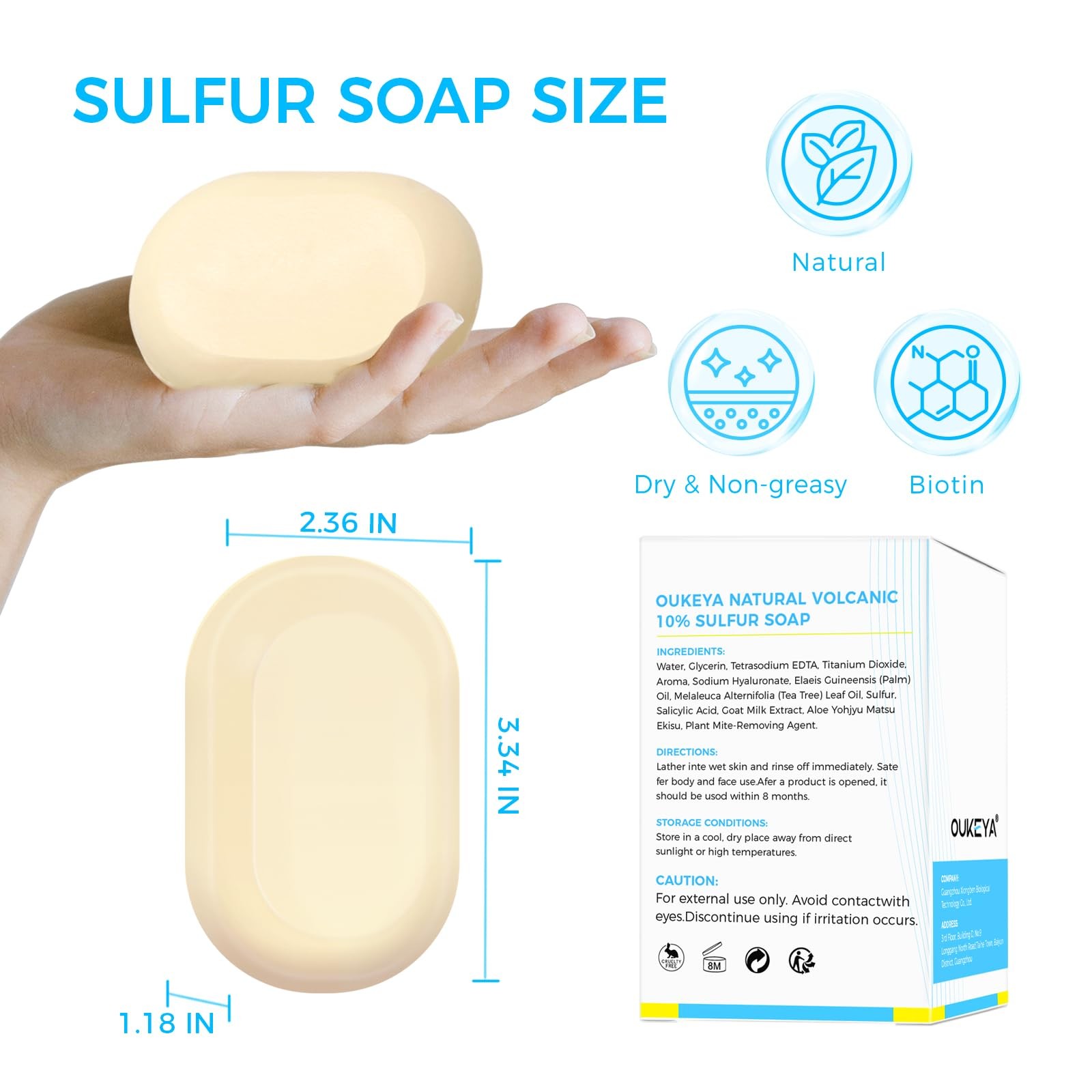 OUKEYA Sulfur Soap with 10% 4.05 Ounce (Pack of 1), 4.05Oz 1)