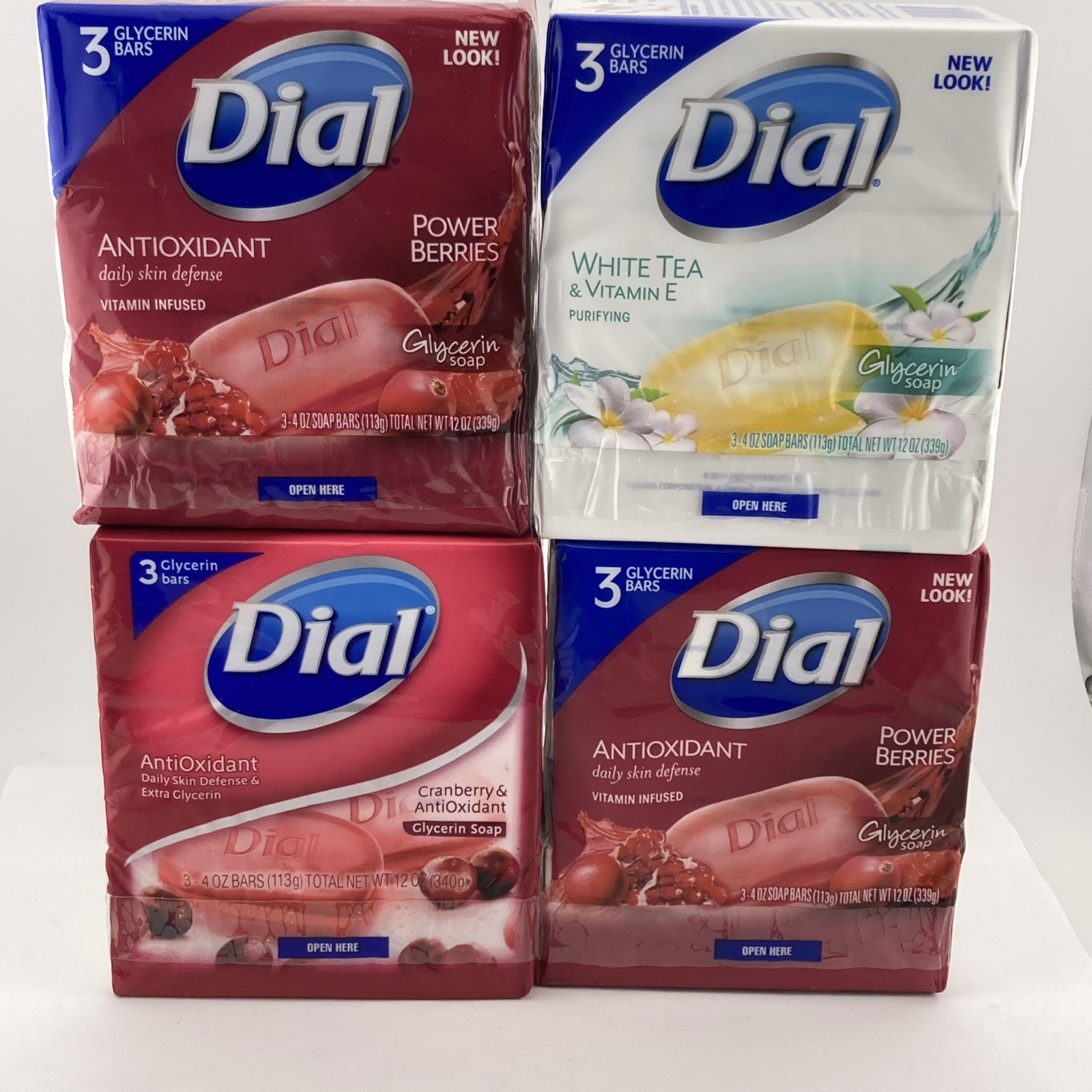 Dial Glycerin Bar Soap 3 Bars Cranberry 3 Bars White Tea 6 Bars Power Berries