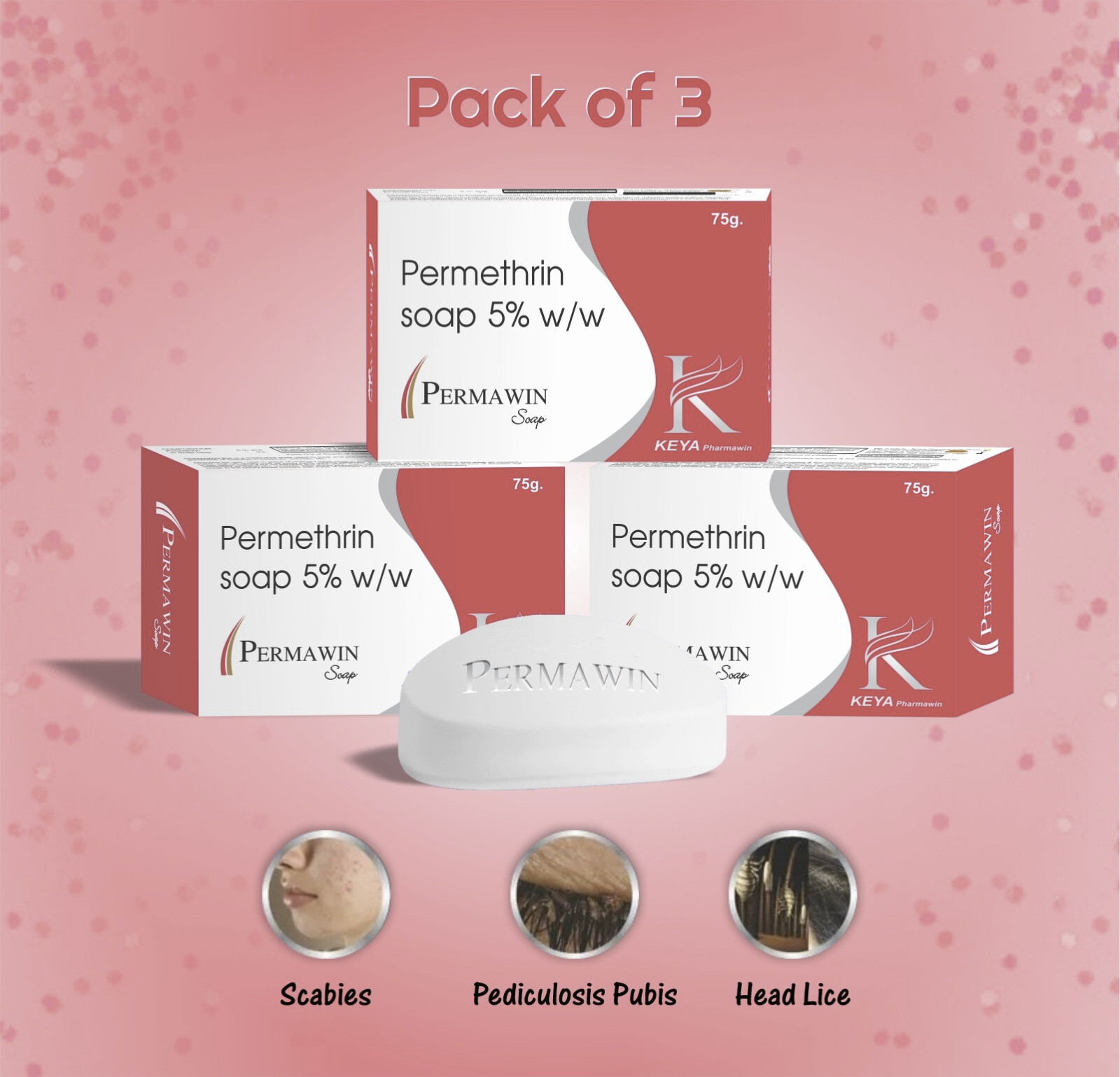 Permawin Permethrin Germ Protection Soap for Men & Women – Pack of 3 (75g Each)