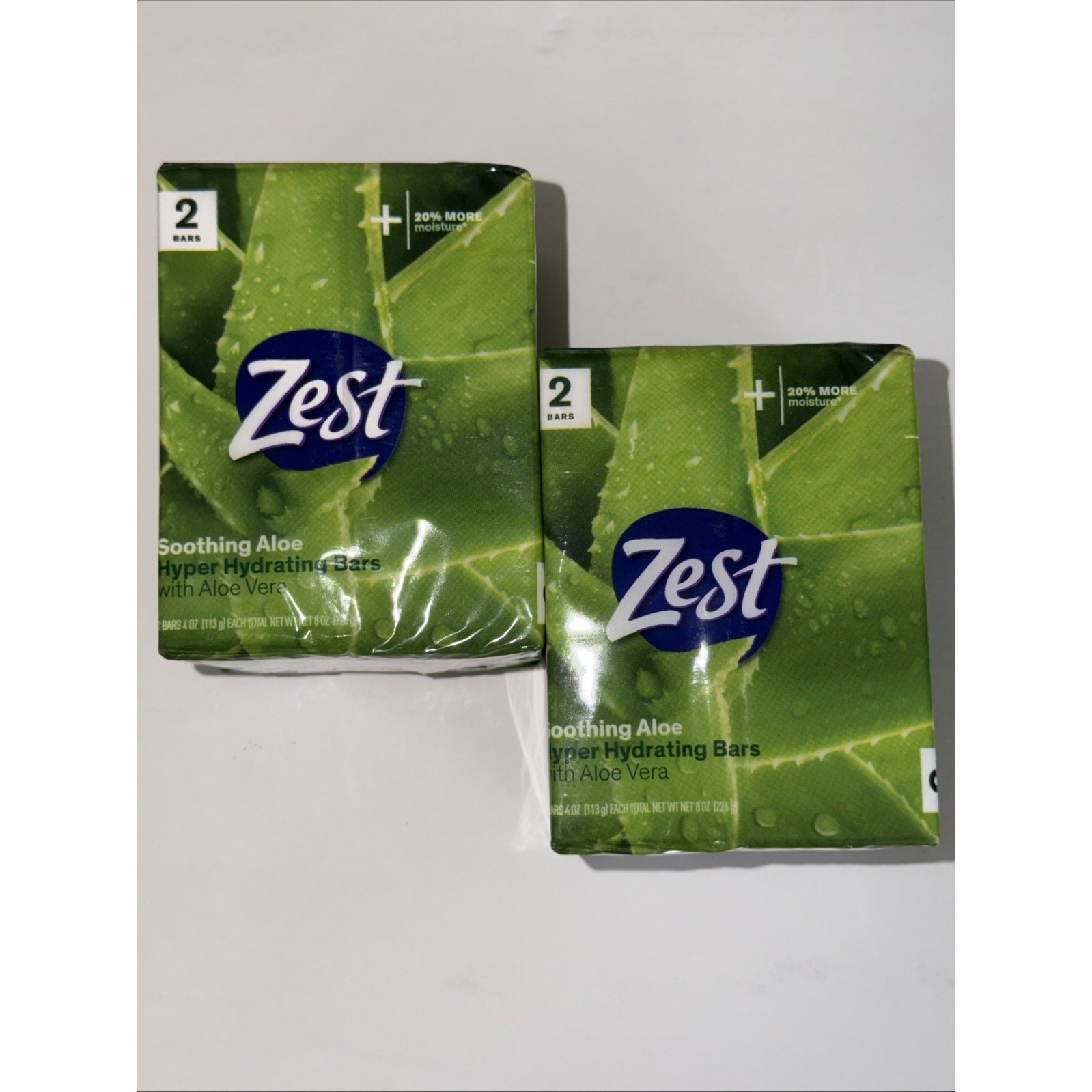 Zest Soothing Aloe Hyper Hydrating Bars Soap 4oz 4 Bars Total 2 Packs of 2