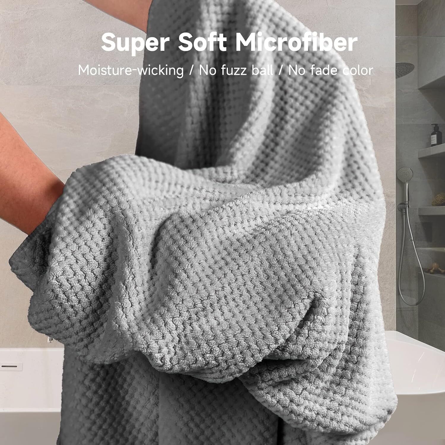 Extra Large Microfiber Hair Towel for Women Long, x-large (40″ x 30″), Grey