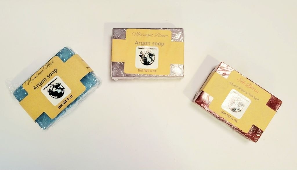 Hand-poured Argan Soap non-comedogenic 4 oz bars various scents