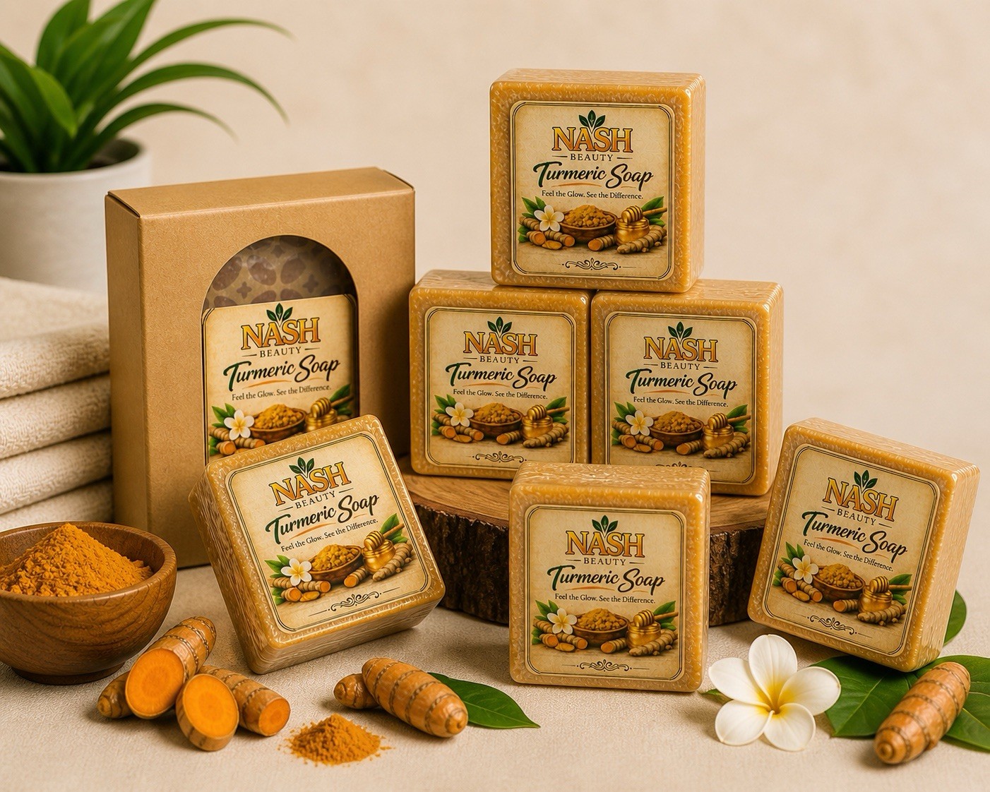NASH Beauty Turmeric Soap Bar 4oz Handmade Glow Soap for Face & Body