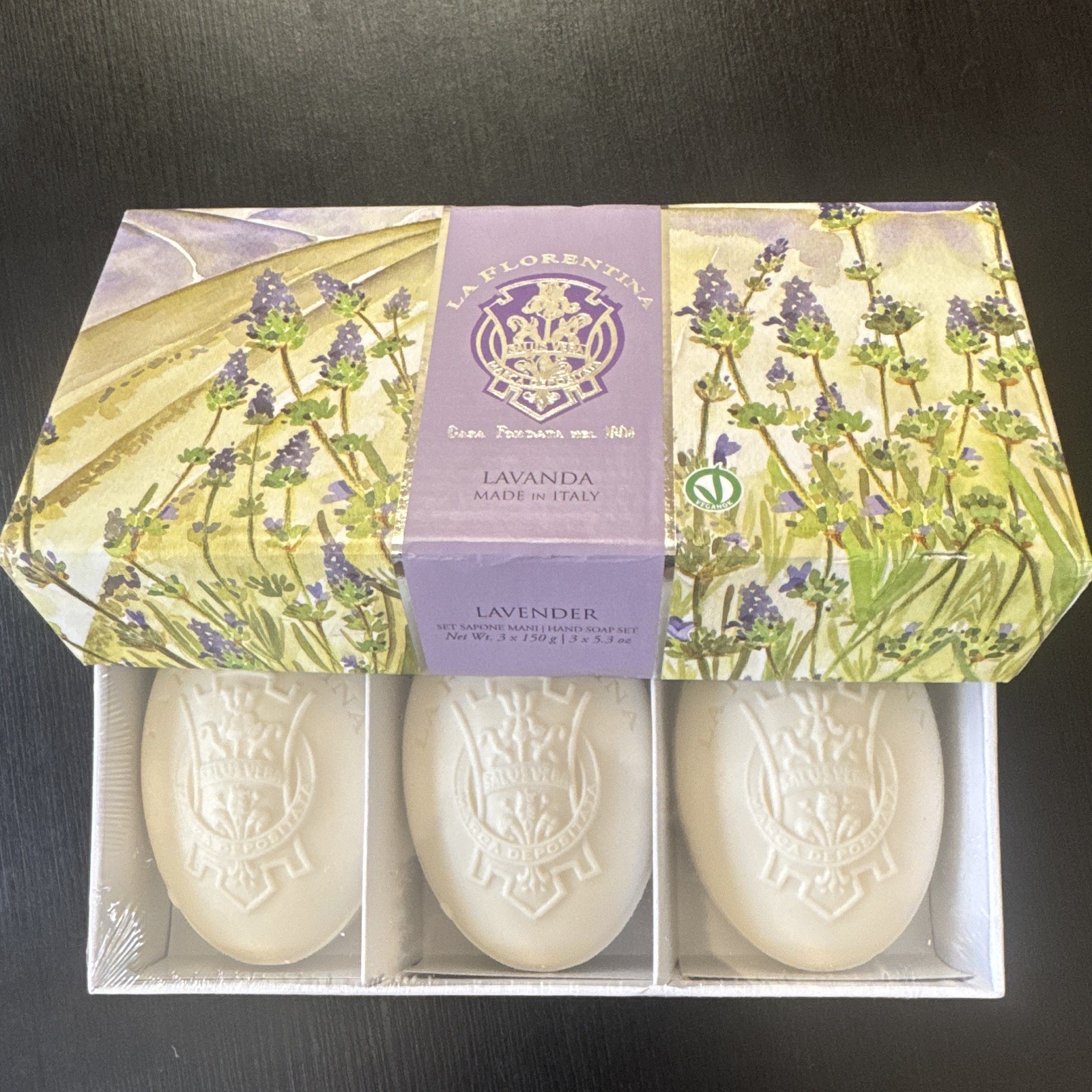 La Florentina Lavanda Lavender Moisturizing Soap Bars 3 Pack Made in Italy