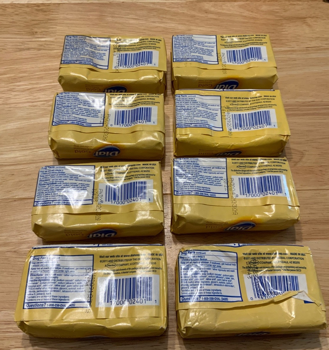 Dial Gold Antibacterial Bar Soap 8 Bars 4 OZ Each Kills Bacteria Single Packs