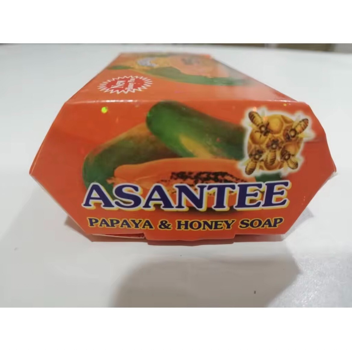 Asantee Papaya+ Honey Soap Thai Herbal with Q10, AHA, BHA Skin Whitening 125g.x2
