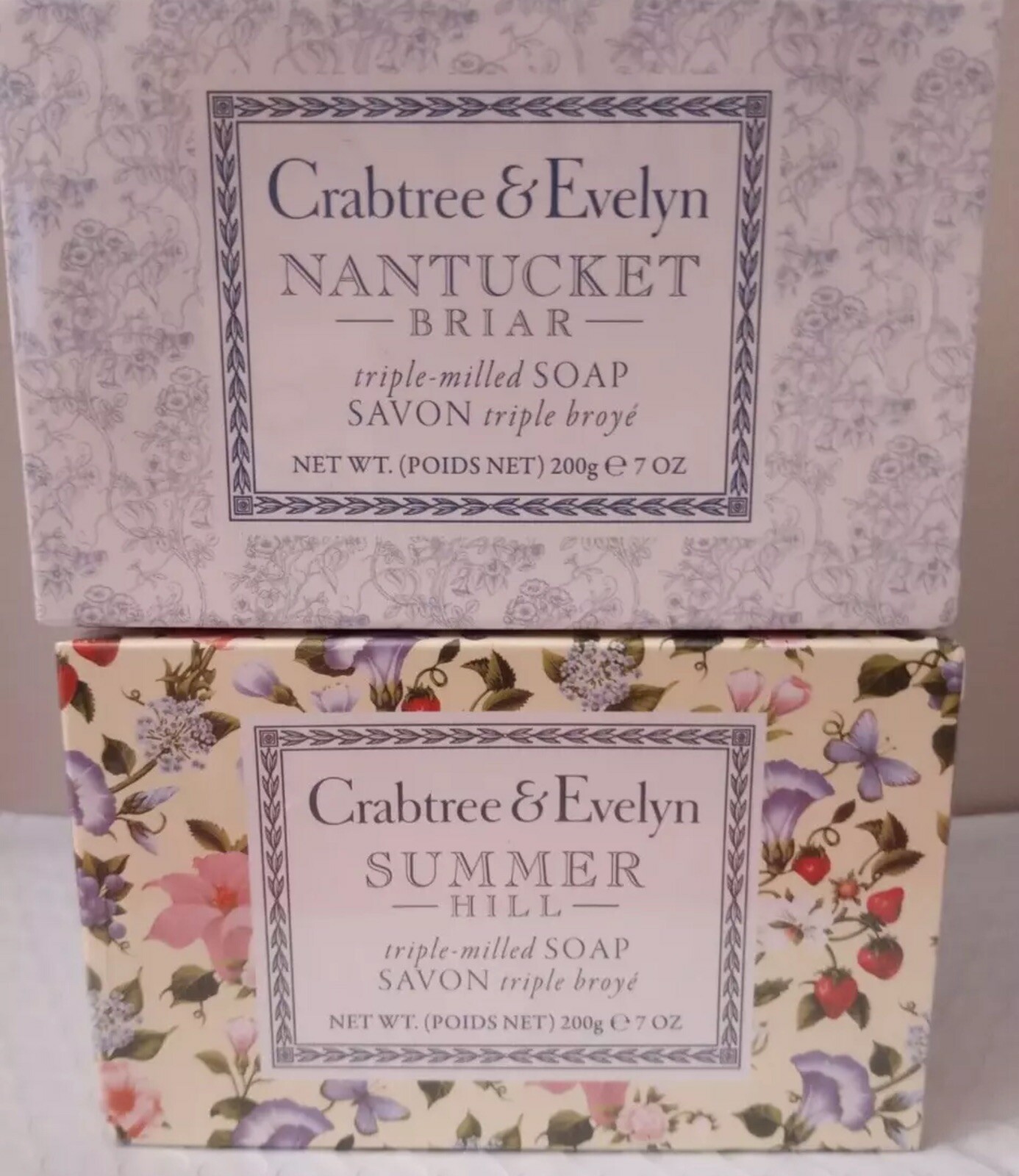 Crabtree & Evelyn Summer Hill & Nantucket Briar TRIPLE MILLED Bar Soap 2 Pack