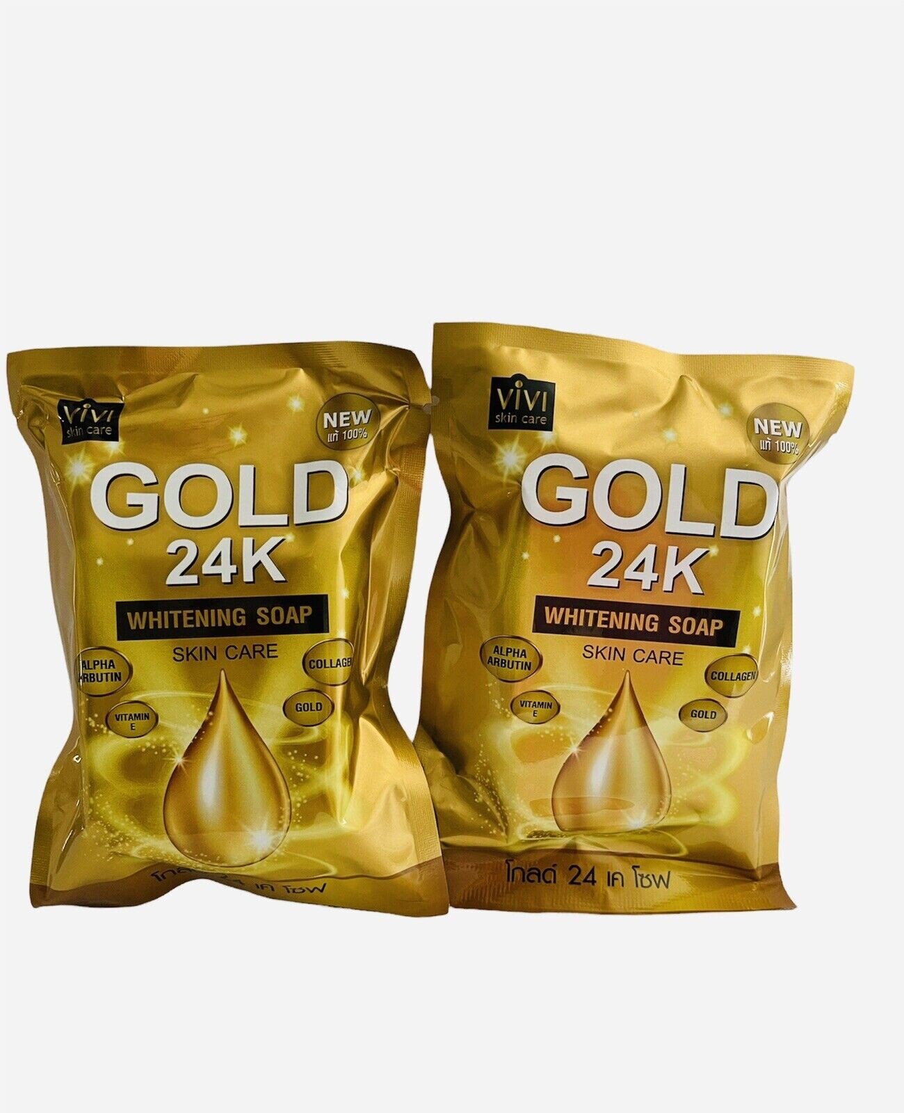 GOLD 24K whitening soap x 5 collagen, alpha arbutin, vitamin E ,Acne Darkspots