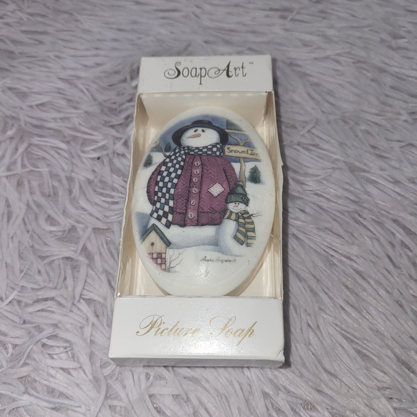Soap Art Christmas Holiday Picture Soap Bar With Snowman Lasting Impressions