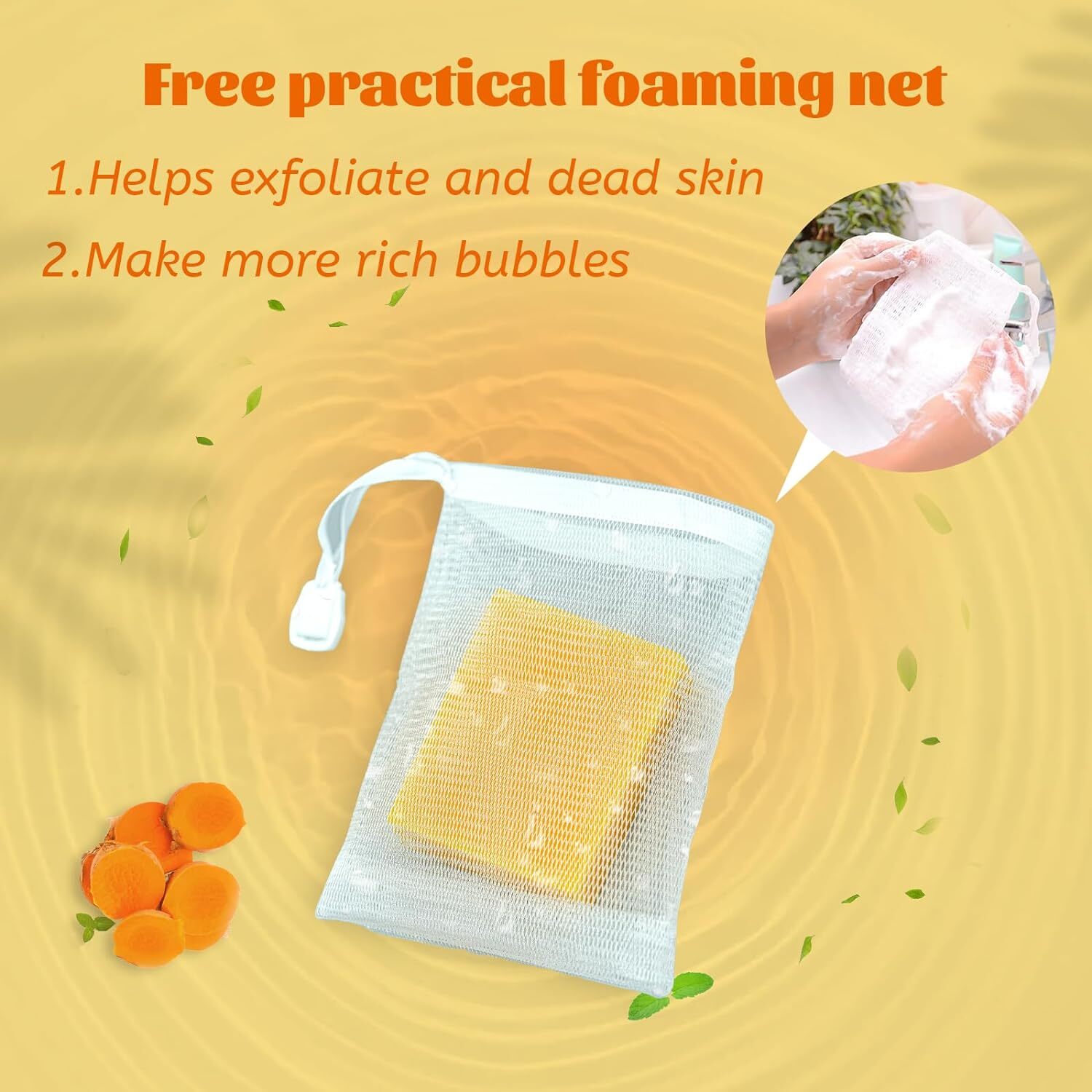 3 Pack Turmeric Soap Bar for Face, Body Cleanser, Organic Turmeric Soap Handmade