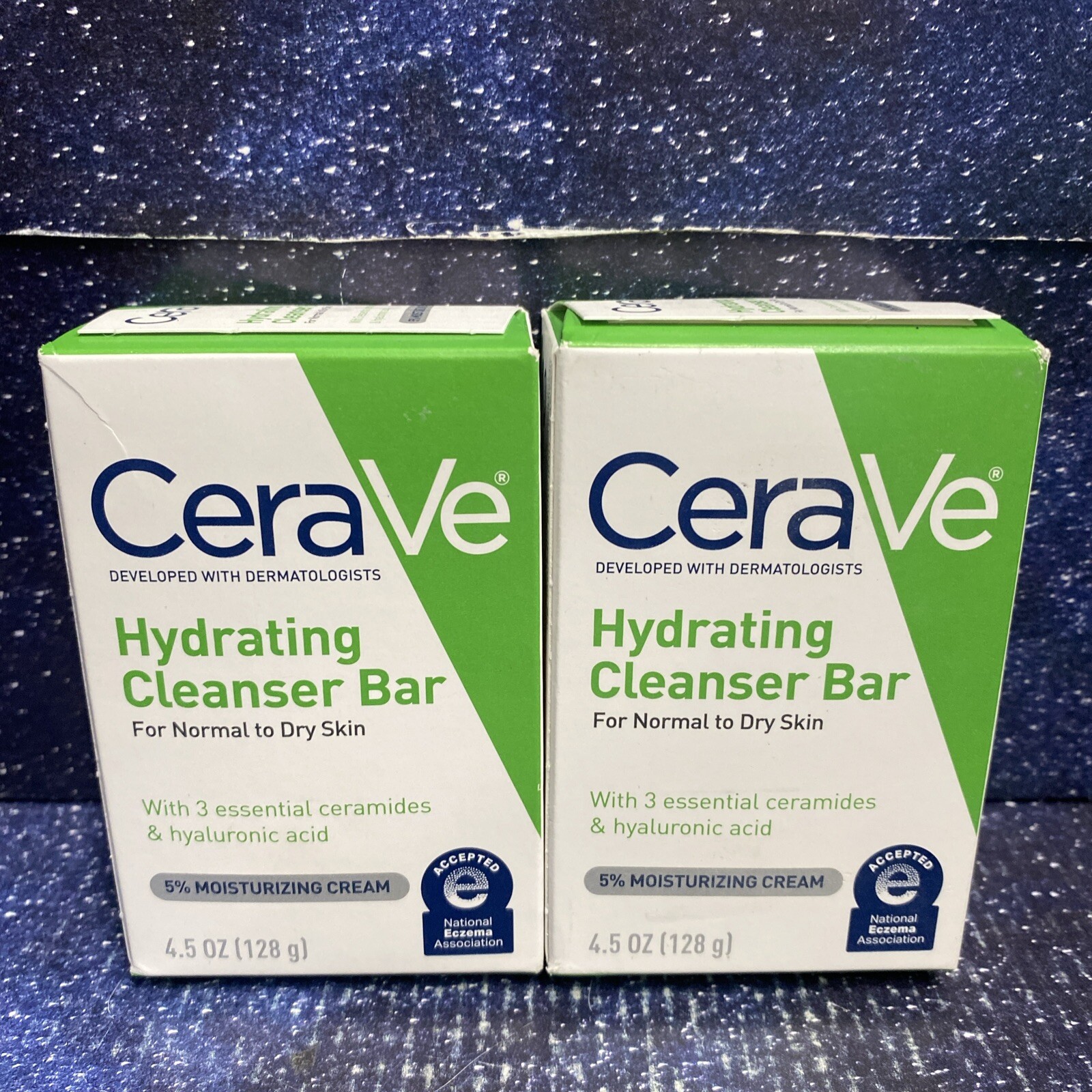 2 CeraVe Hydrating Cleanser Bar Normal Dry Skin Ceramides & Hyaluronic Acid 4.5