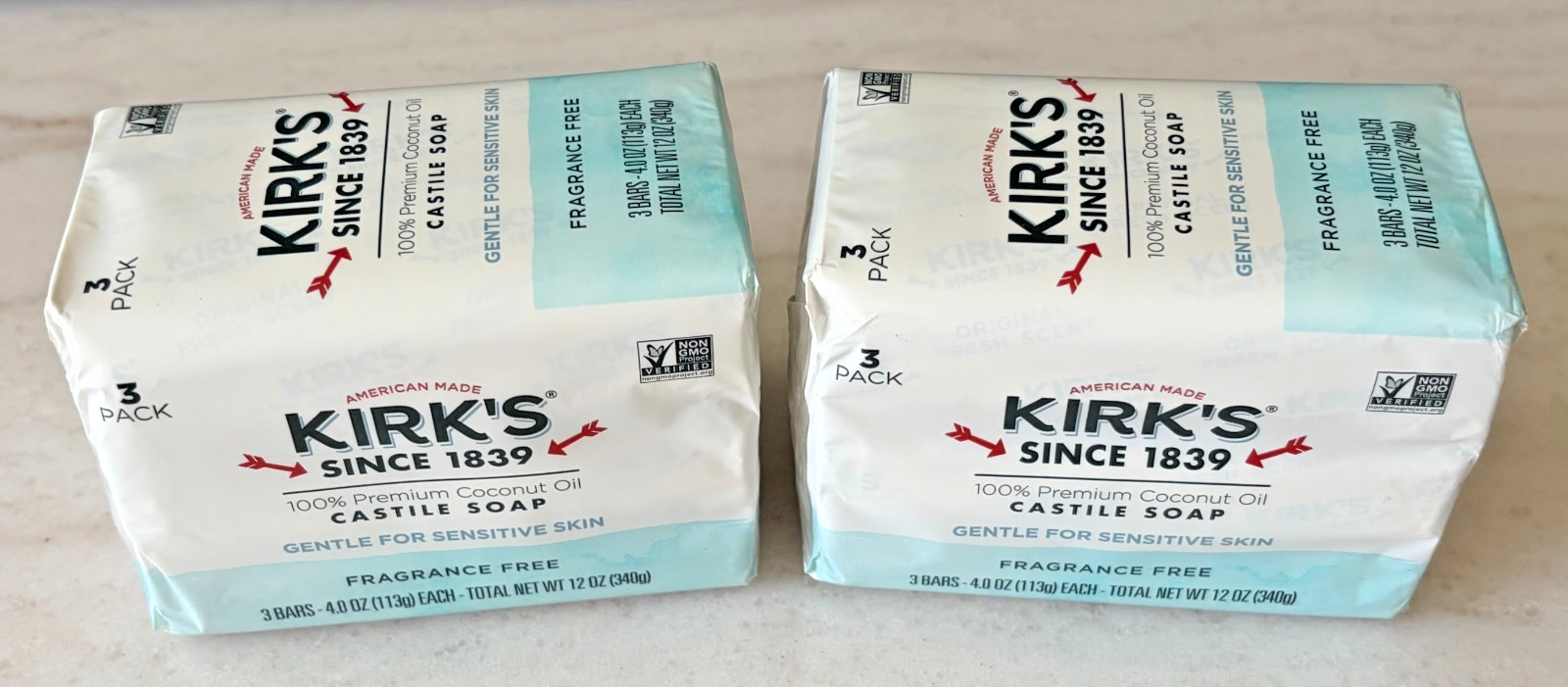 6 – 4 oz Bars Kirk’s Castile Coco Oil Soap Natural Fragrance Free Exp: 7/2030