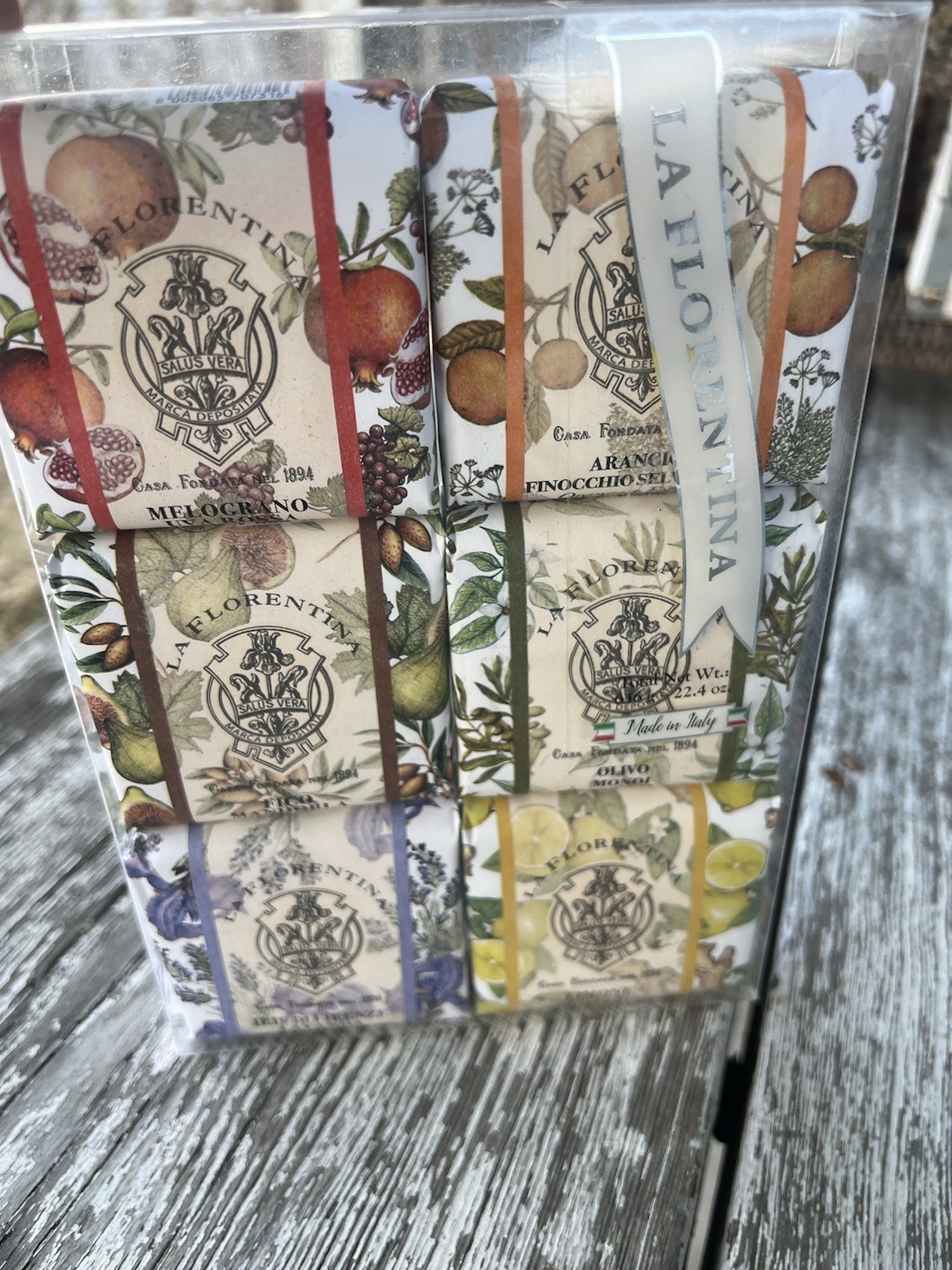 La Florentina Italian Luxury Bar Soap 6-Pack – Orange Fig Pomegranate Iris Lemon