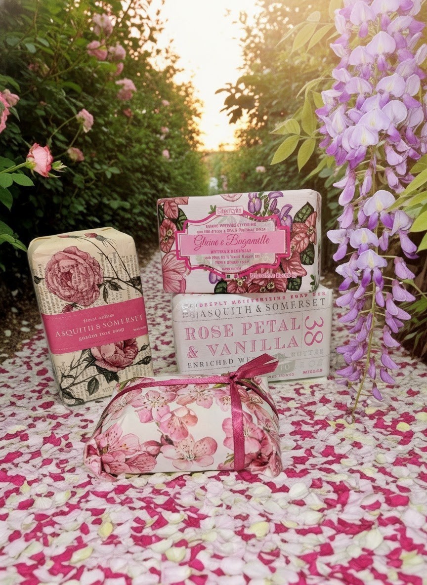 *LUXURY SOAP* Asquith & Somerset Iteritalia 3x Milled Rose Wisteria (4 Bar Lot)